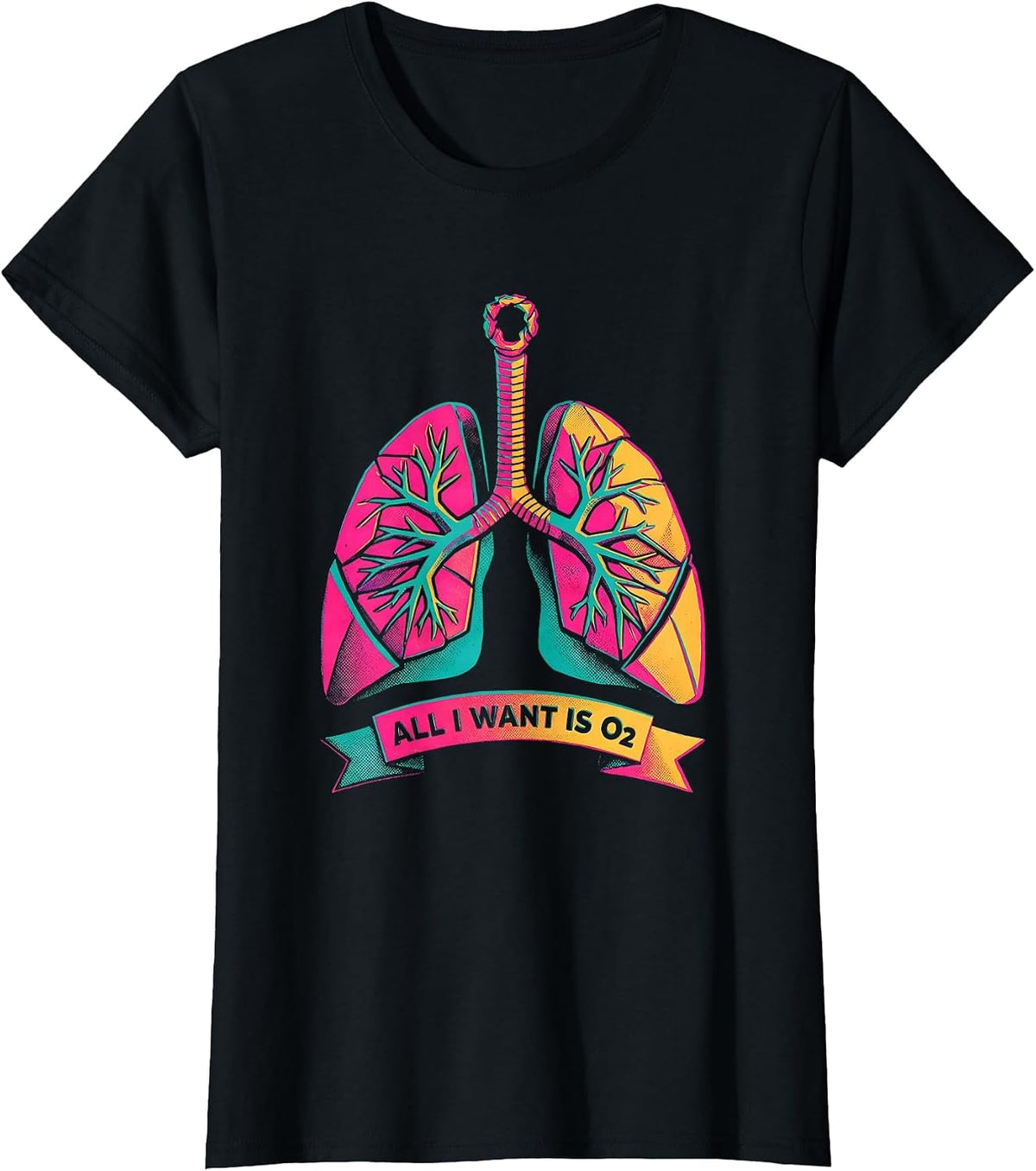 All I Want Is O2 Risograph Respiratory Therapist Christmas T-Shirt - Black