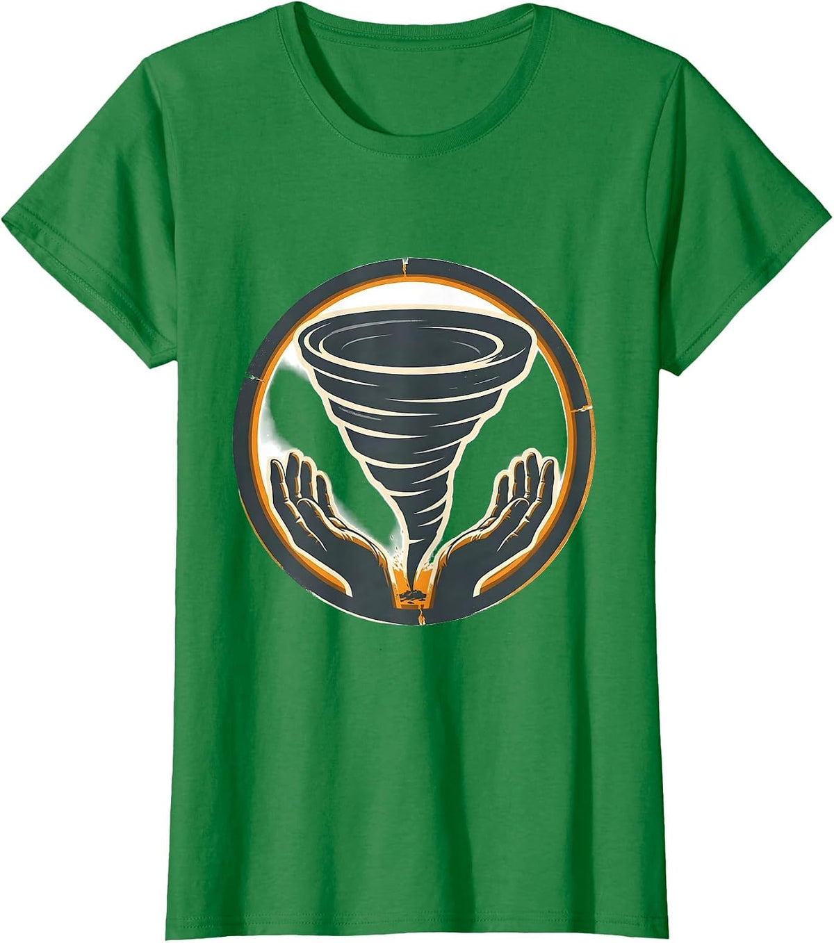 Tornado Funnel Badge Storm Chaser Meteorology Enthusiast T-Shirt - Kelly Green