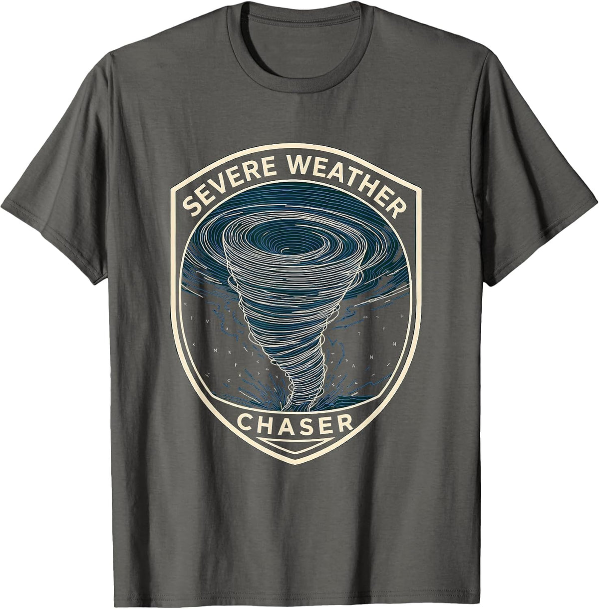 Men's Severe Weather Chaser Topographic Contour Tornado T-Shirt - Asphalt Grey