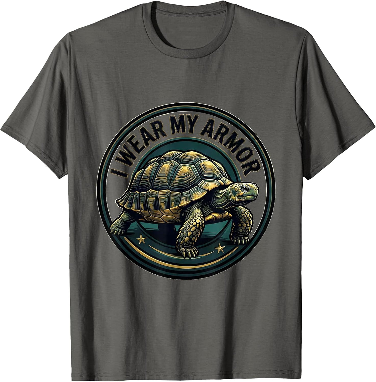 Men's I Wear My Armor Funny Tortoise Lover Pet Owner Humor T-Shirt - Asphalt Grey