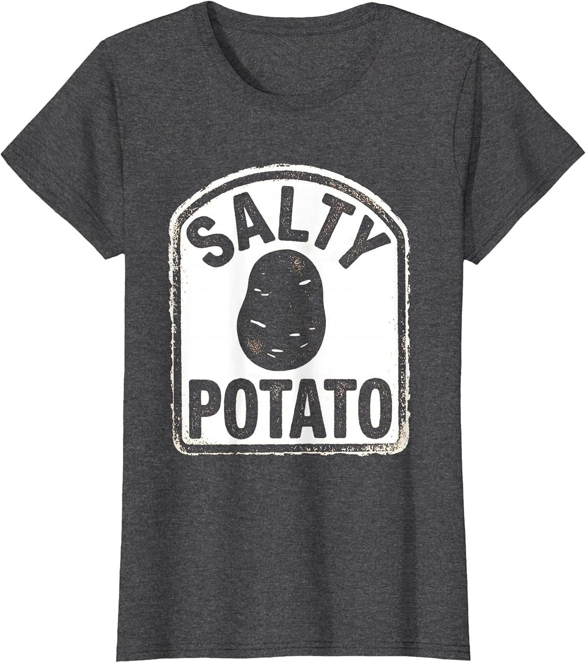 Women's Salty Potato Rubber Stamp Funny Potato Couple Thanksgiving T-Shirt - Dark Heather Grey