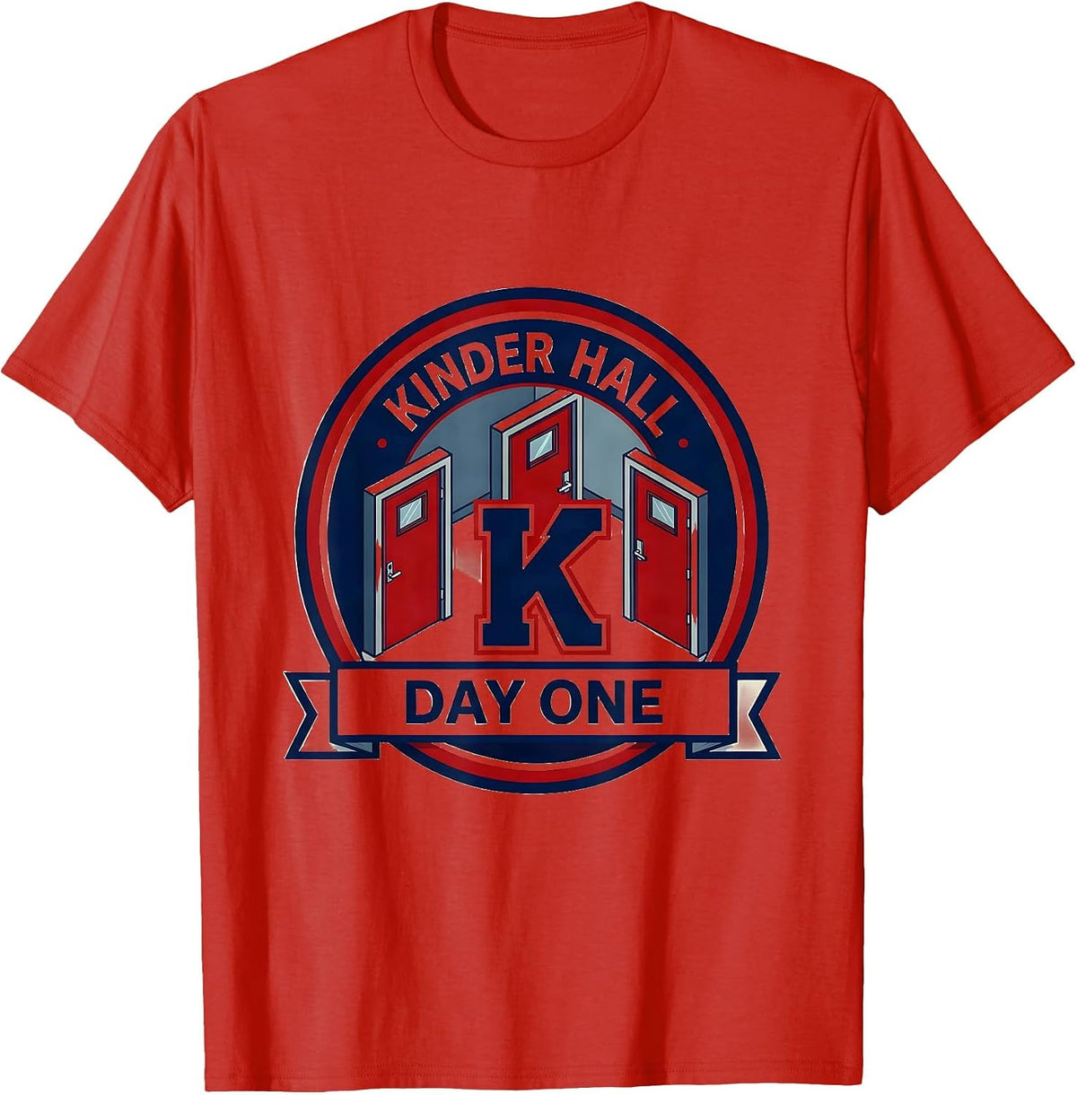 Men's Kinder Hall Day One Playful Kindergarten Teacher Back To T-Shirt - Red