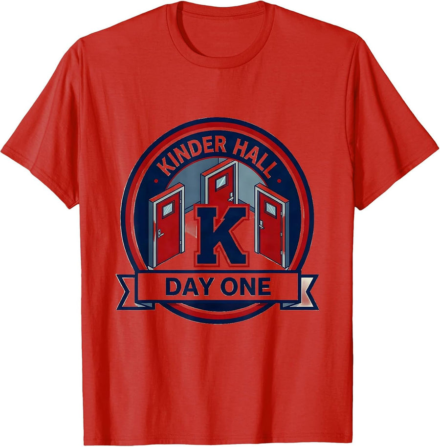 Men's Kinder Hall Day One Playful Kindergarten Teacher Back To T-Shirt - Red