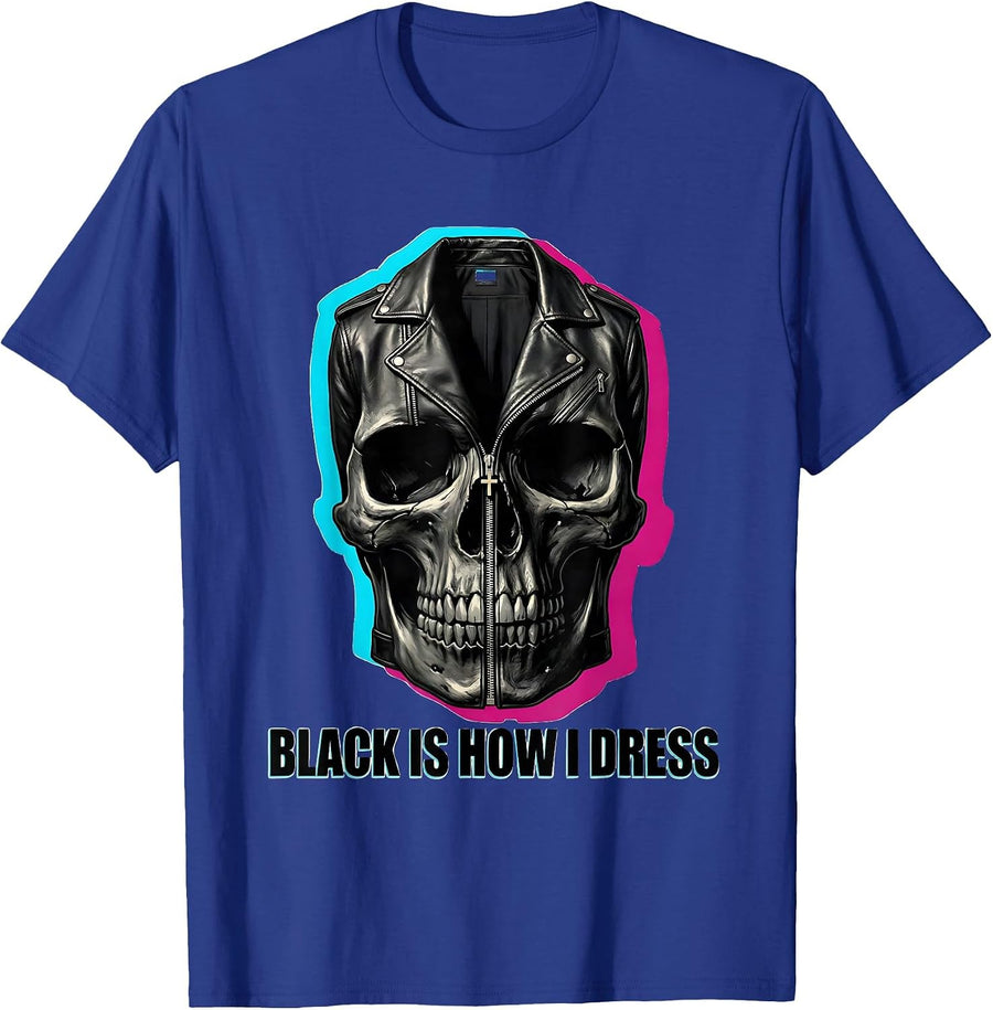 Black Is How I Dress Pop Art Y2K Grunge Goth Alt Skull T-Shirt - Royal Blue