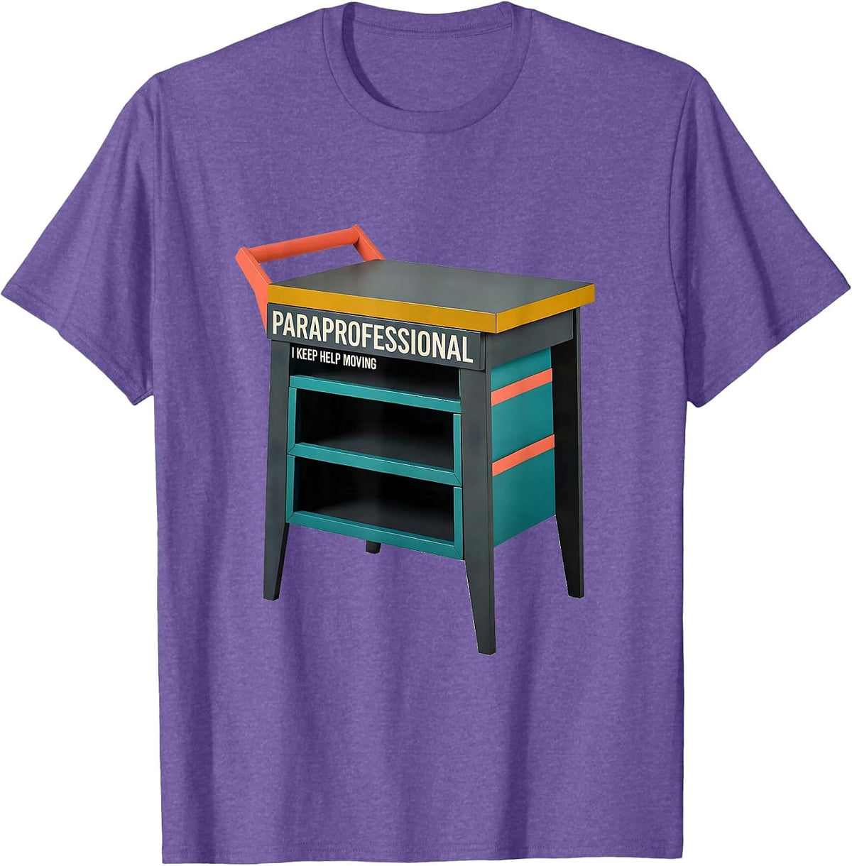 Men's Paraprofessional I Keep Help Moving Midcentury Modern School T-Shirt - Purple Heather