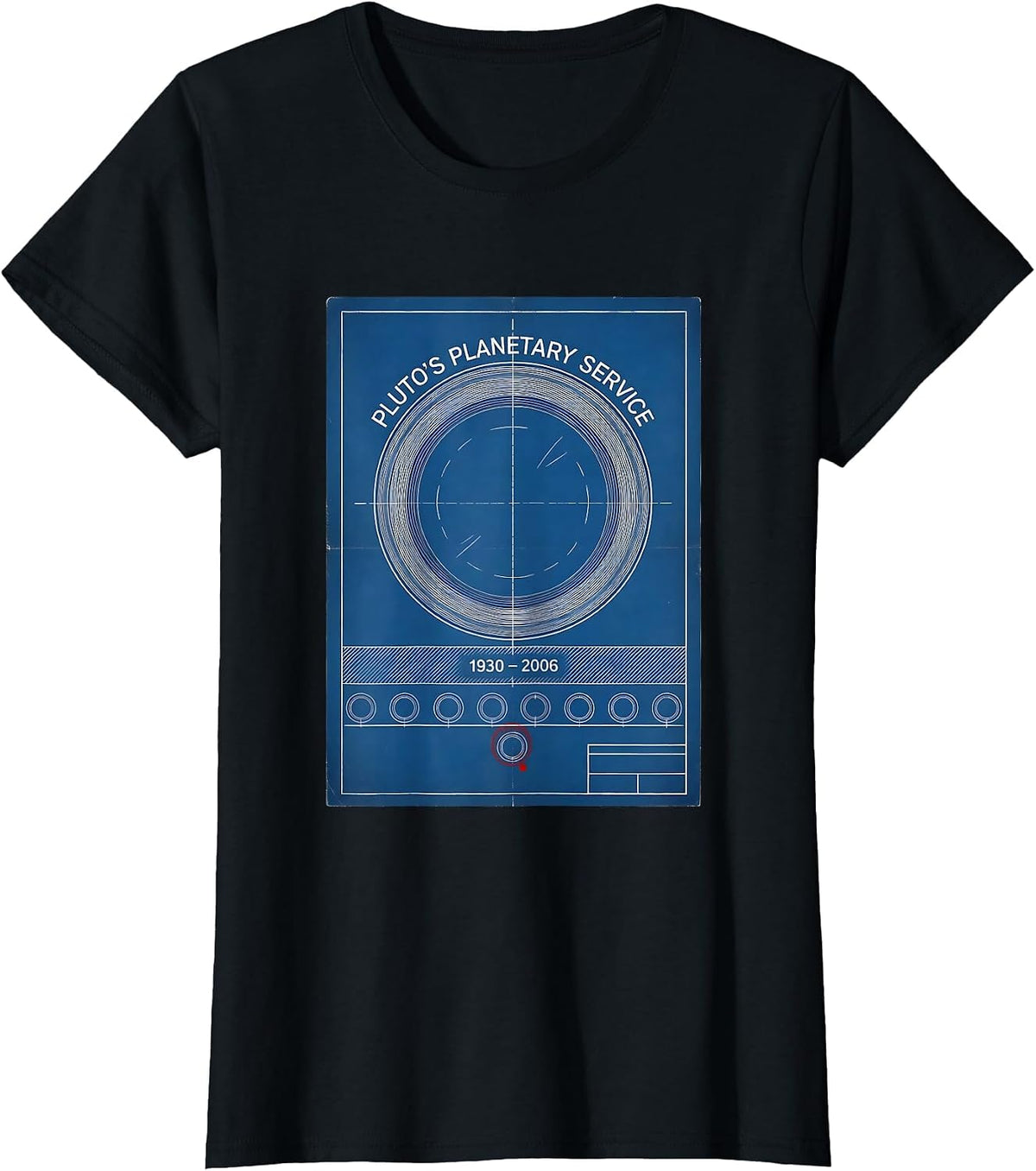 Pluto's Planetary Service, 1930–2006 Retro Pluto Planet T-Shirt - Black