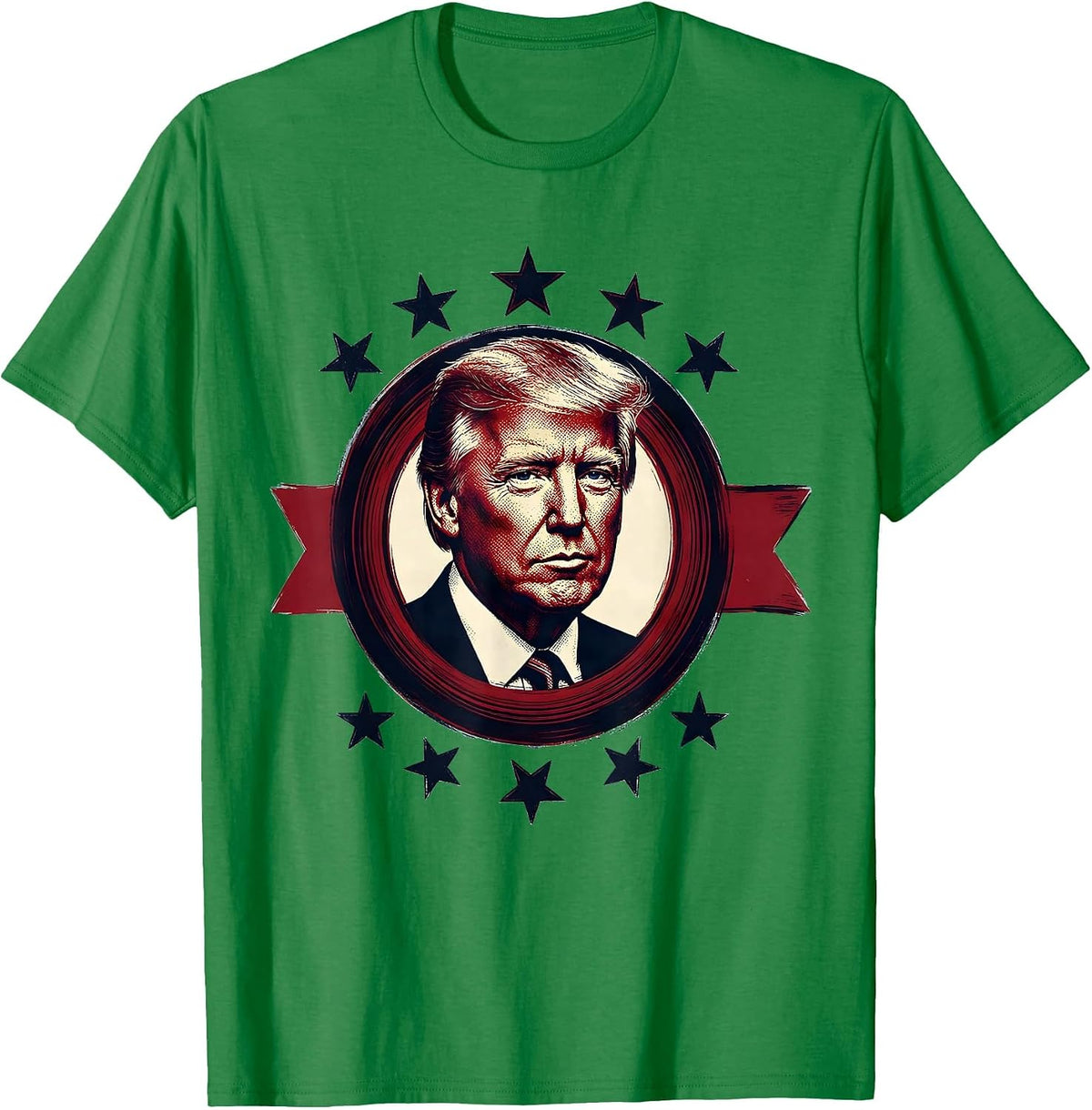 Men's Presidential Portrait Retro Political Nostalgia Souvenir T-Shirt - Kelly Green