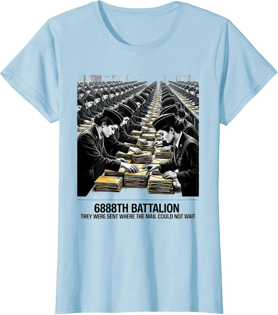 Women's 6888th Battalion WWII Tribute Black Servicewomen T-Shirt - Baby Blue