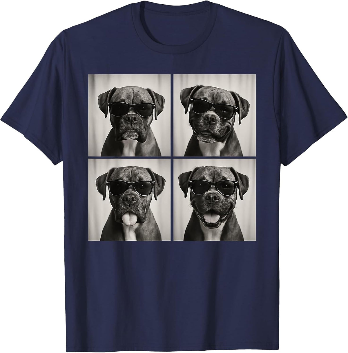 Funny Boxer Dog Lover Cute Boxer Photo Booth T-Shirt - Navy Blue