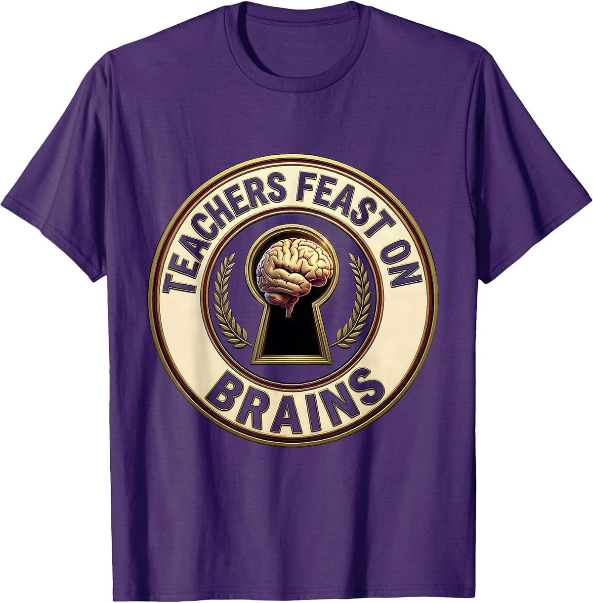 Teachers Feast On Brains Funny Zombie Teacher Halloween T-Shirt - Purple