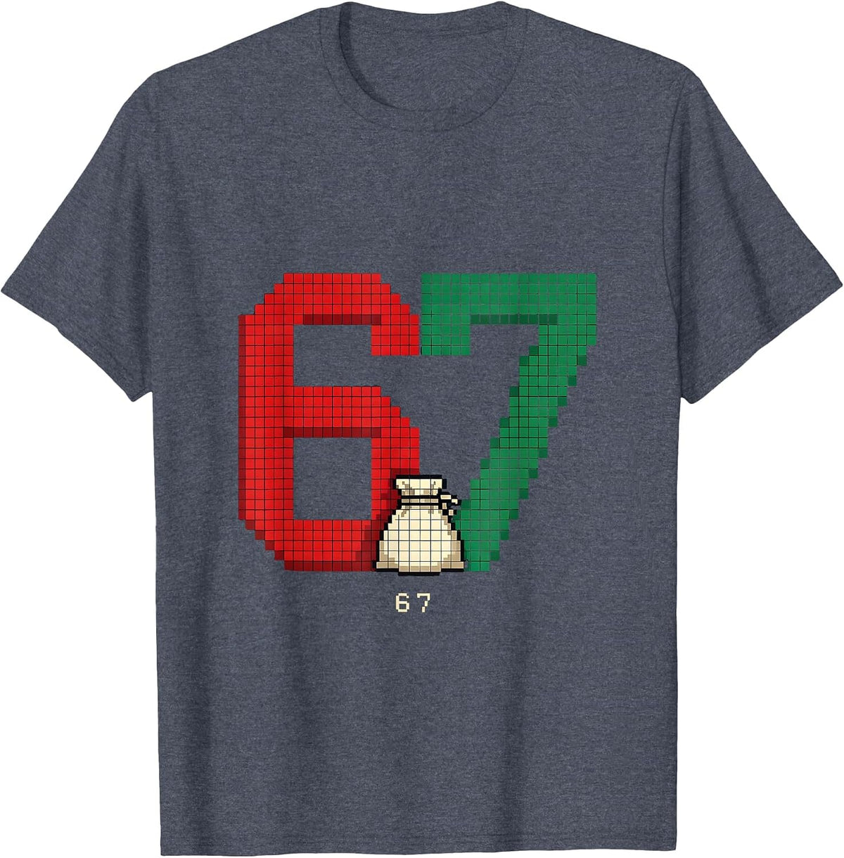 6 7 Pixel Art Funny Christmas Meme Gen Alpha Slang T-Shirt - Heather Blue