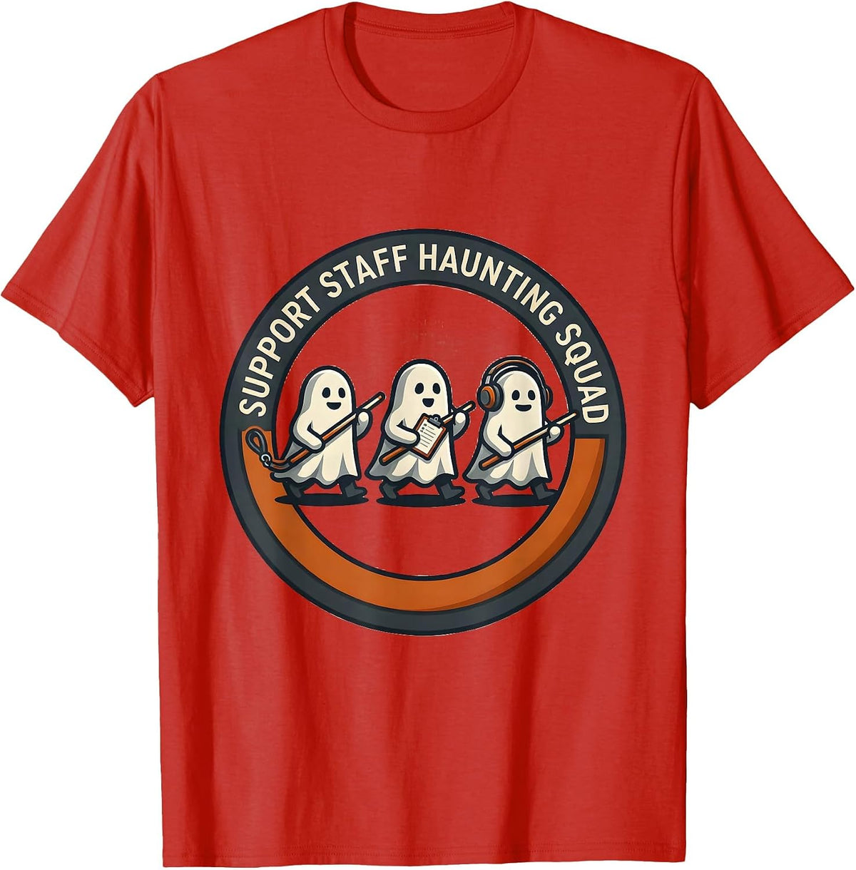 Men's Support Staff Haunting Squad Funny Paraprofessional T-Shirt - Red
