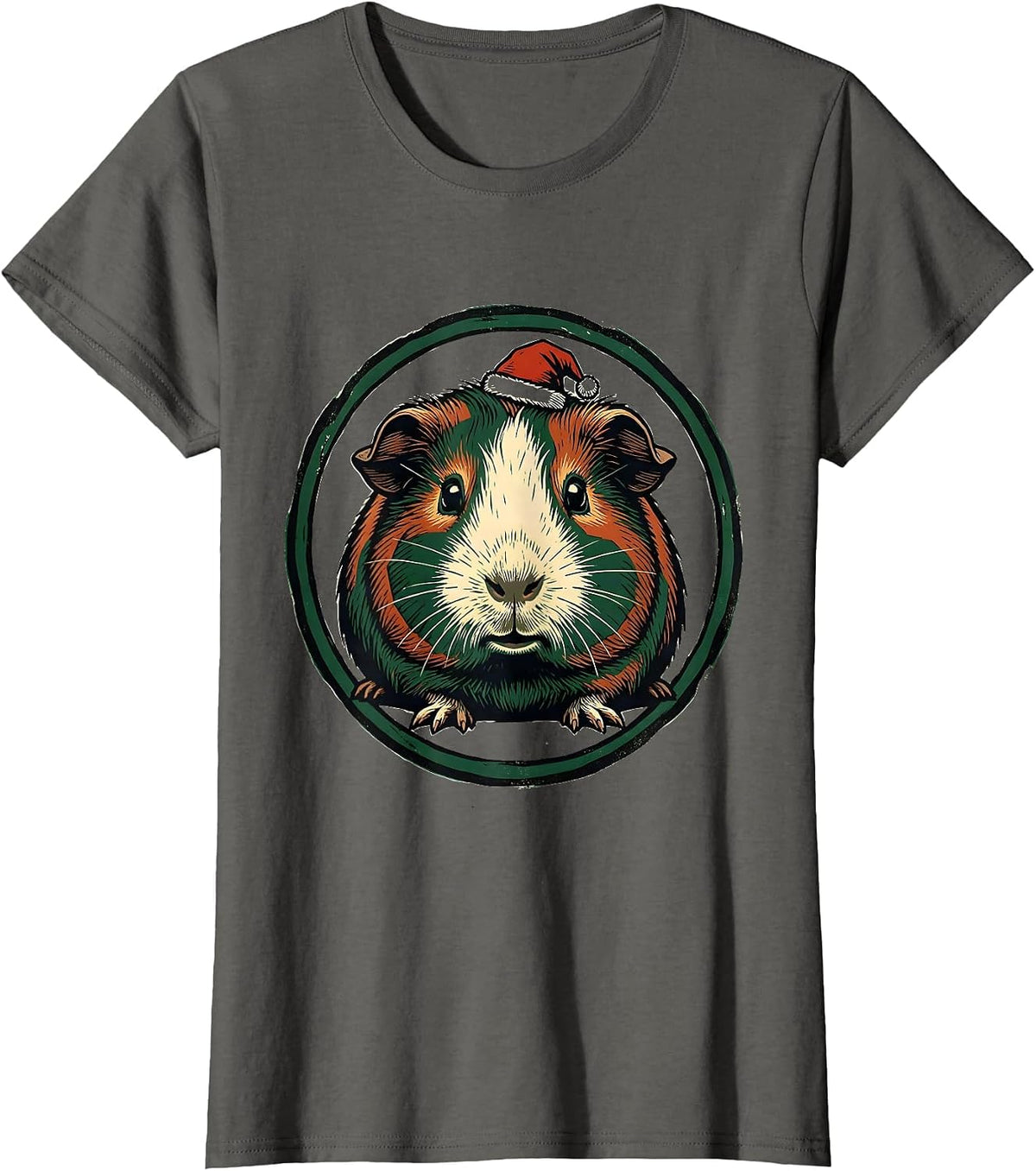 Women's Sealed Guinea Pig Badge Funny Pet Lover Christmas T-Shirt - Asphalt Grey