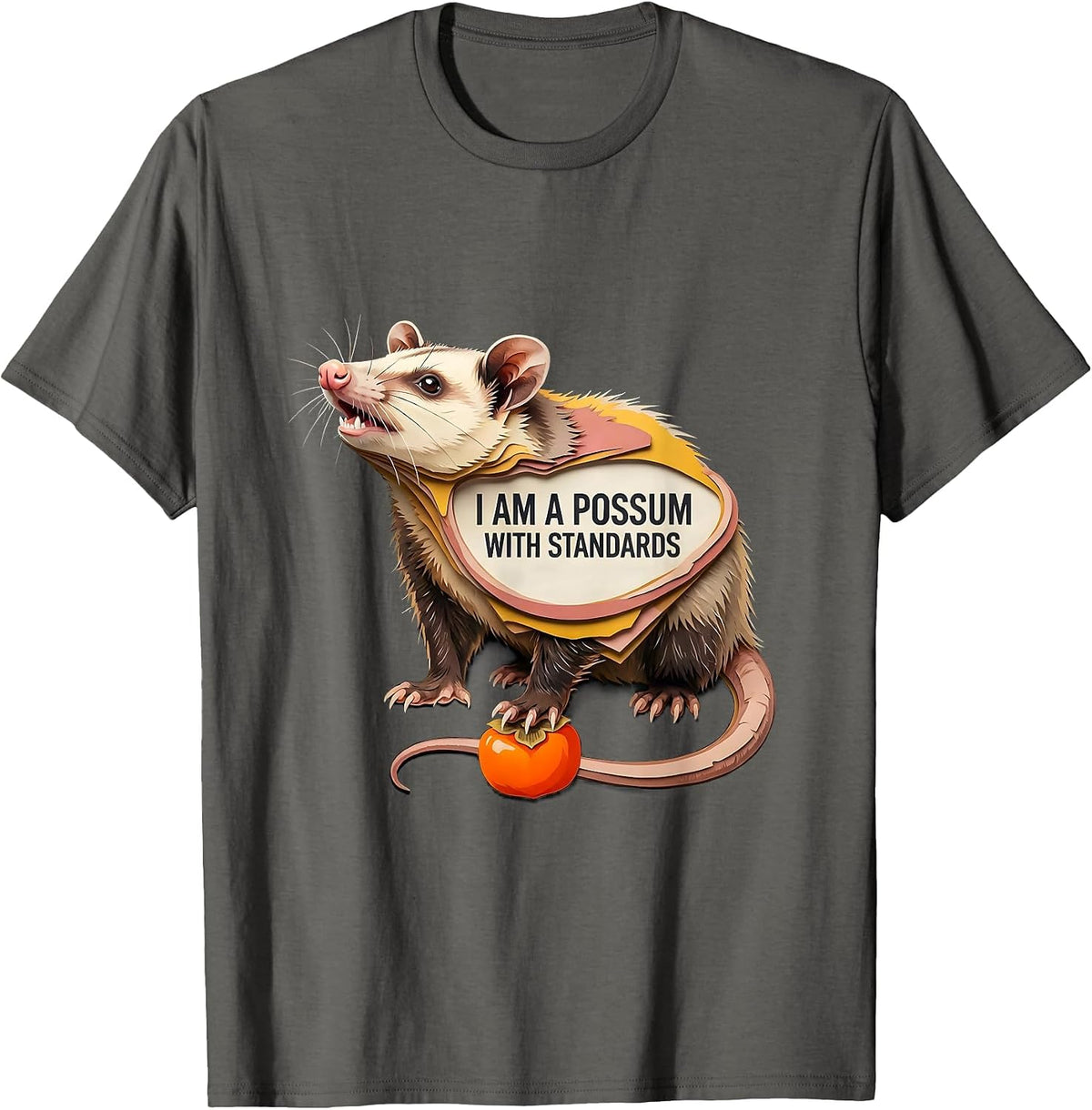 I Am A Possum With Standards Funny Opossum Trash-Panda Meme T-Shirt - Asphalt Grey