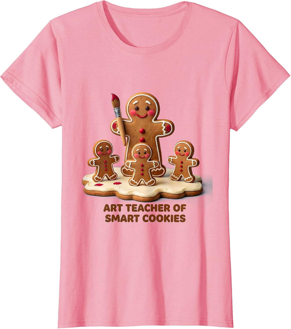 Women's Art Teacher Of Smart Cookies Cute Kawaii Christmas Teacher T-Shirt - Pink