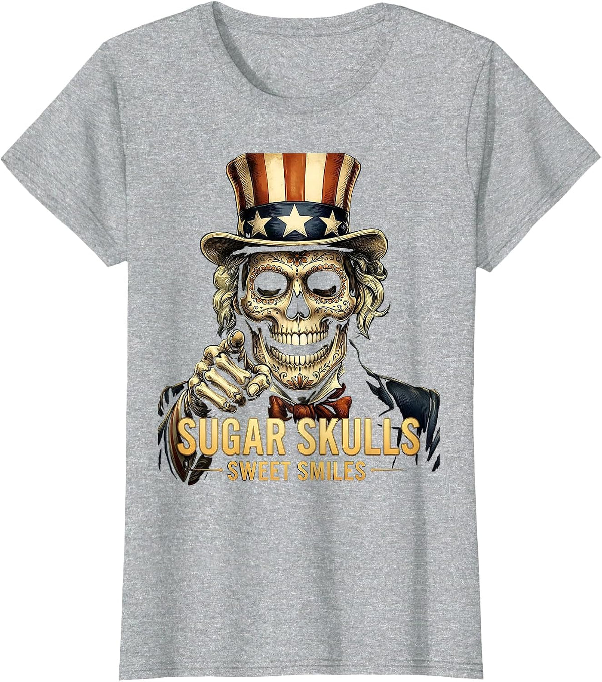 Halloween Dental Sugar Skull Teeth Sweet Smiles T-Shirt - Heather Grey