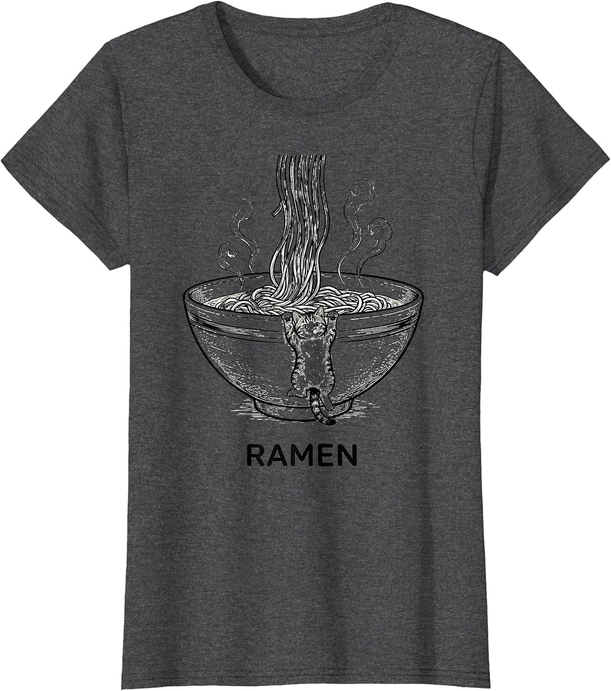 Women's RAMEN Kawaii Anime Cat Funny Japanese Humor Ramen Lover Gift T-Shirt - Dark Heather Grey