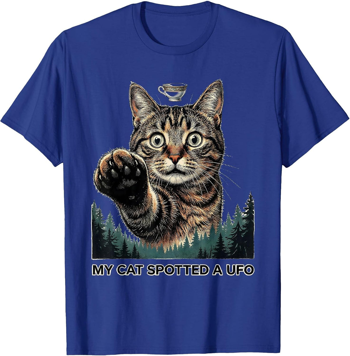 My Cat Spotted A UFO Funny Cat Meme Alien UFO Gifts T-Shirt - Royal Blue