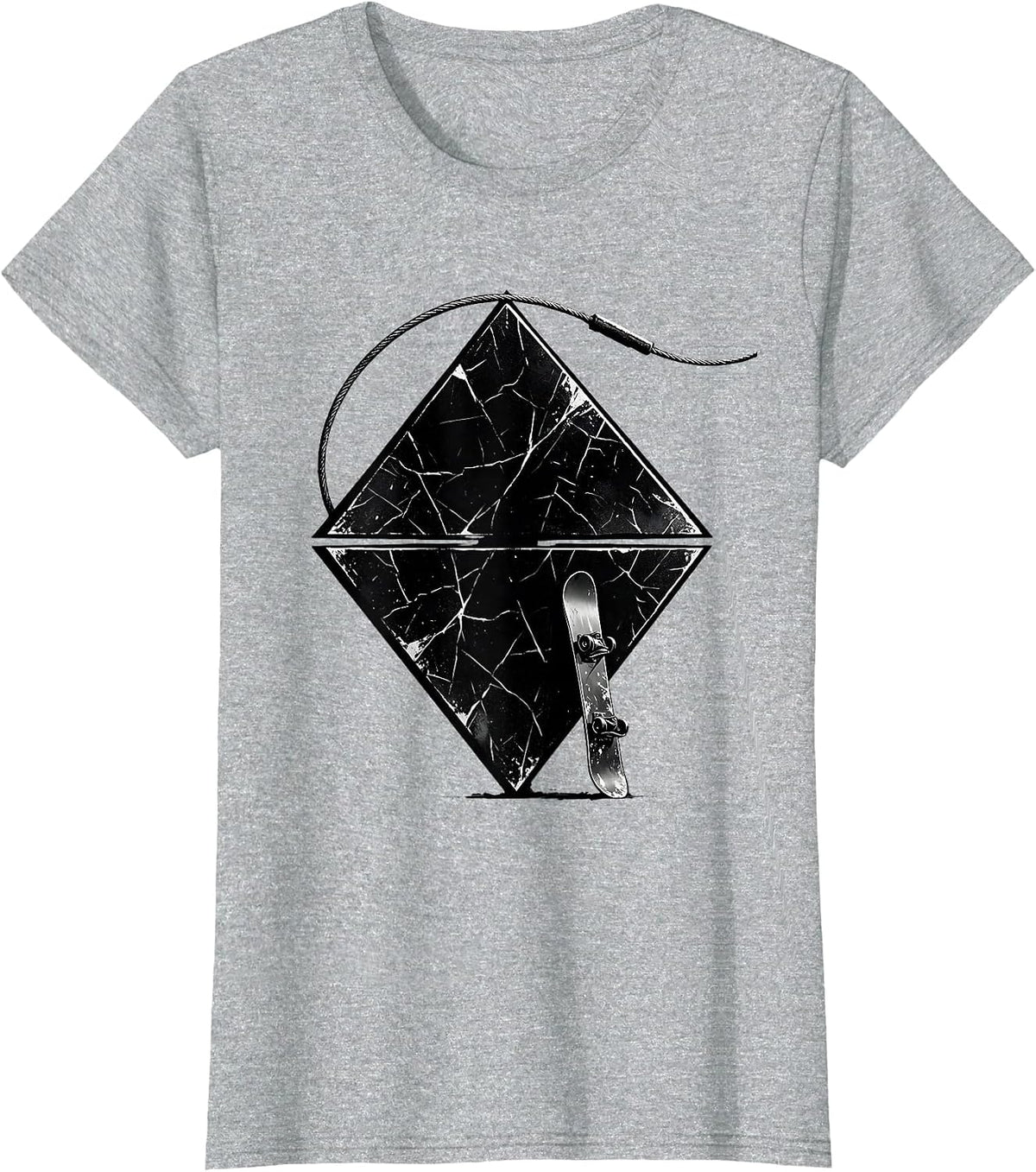 Double Black Diamond Snowboard Ski Humor Gift T-Shirt - Heather Grey