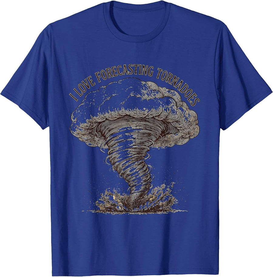 I Love Forecasting Tornadoes Funny Storm Chaser Weather T-Shirt - Royal Blue
