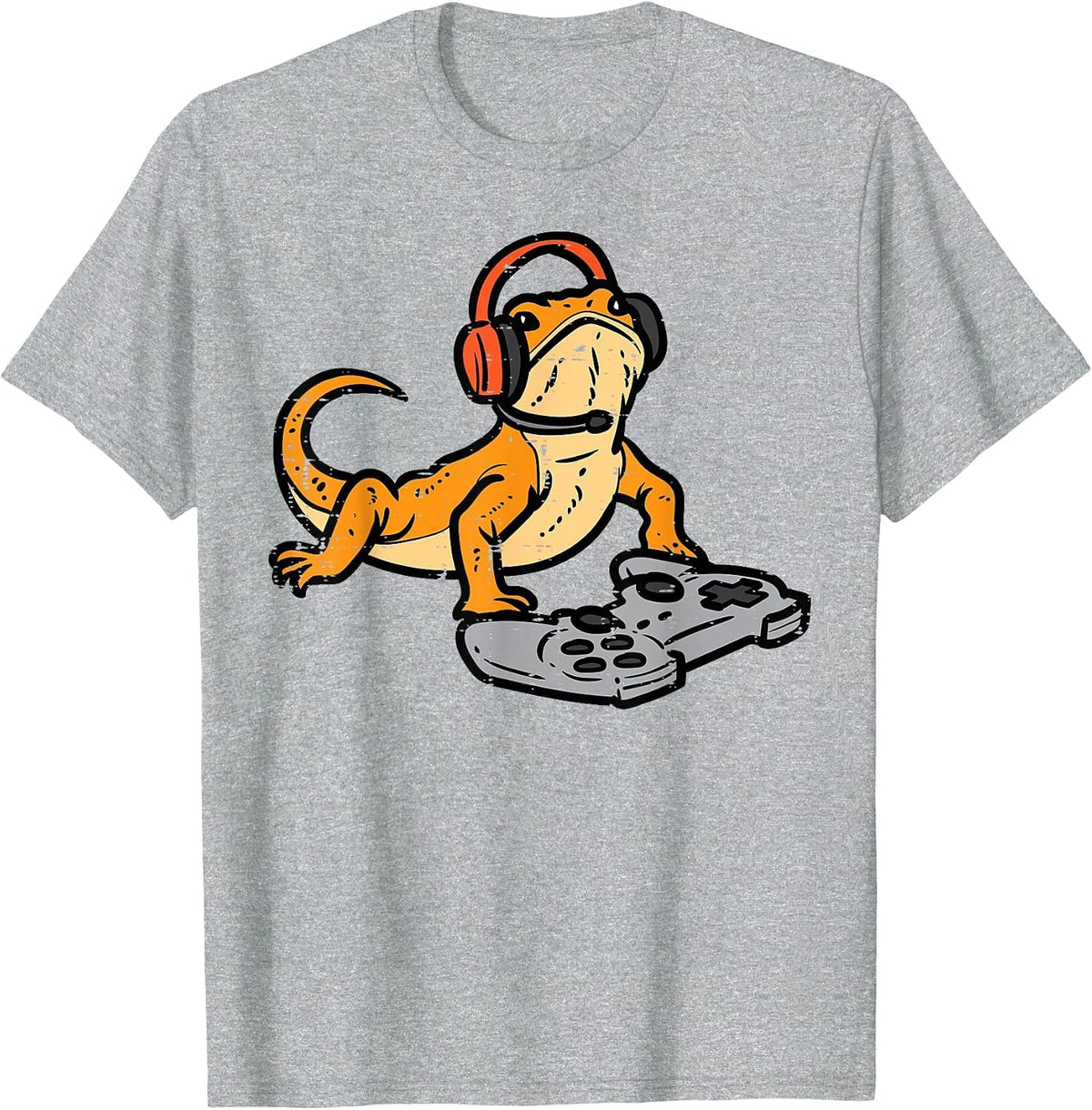 Bearded Dragon Video Gaming Funny Gamer Animal Men Boys Kids T-Shirt - Heather Grey