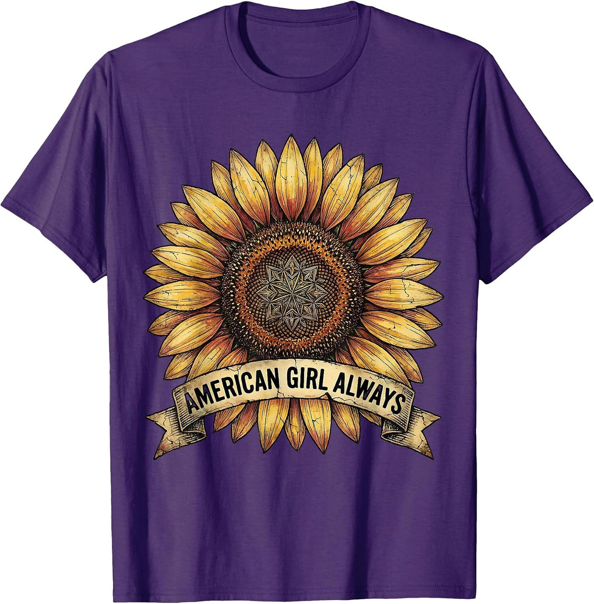 American Girl Always Patriotic Pride Design T-Shirt - Purple