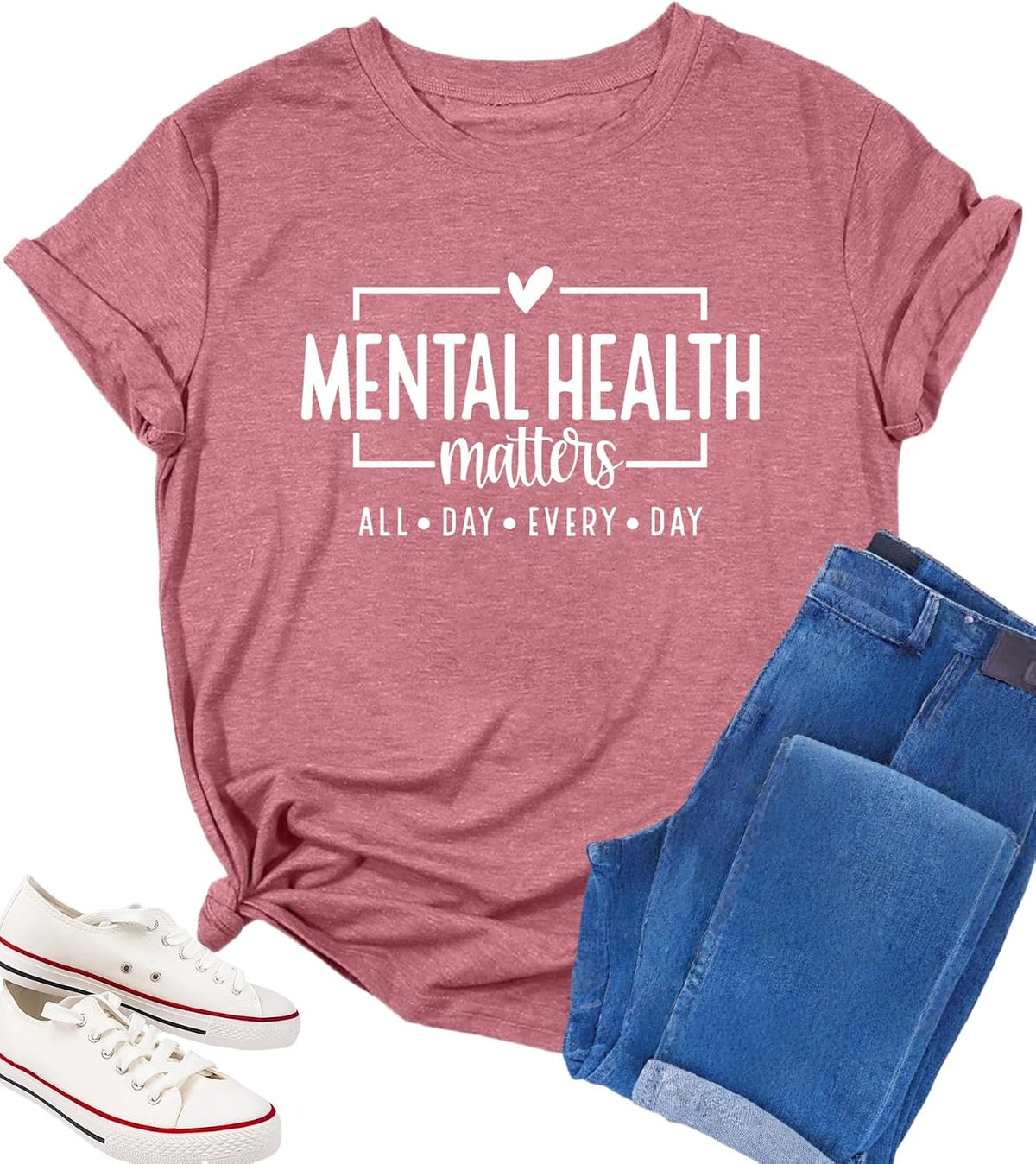Mental Health Awareness Shirt Women Mental Health Shirt Therapist Psychologist Tshirt Motivational Positive Gift Tops - Pink