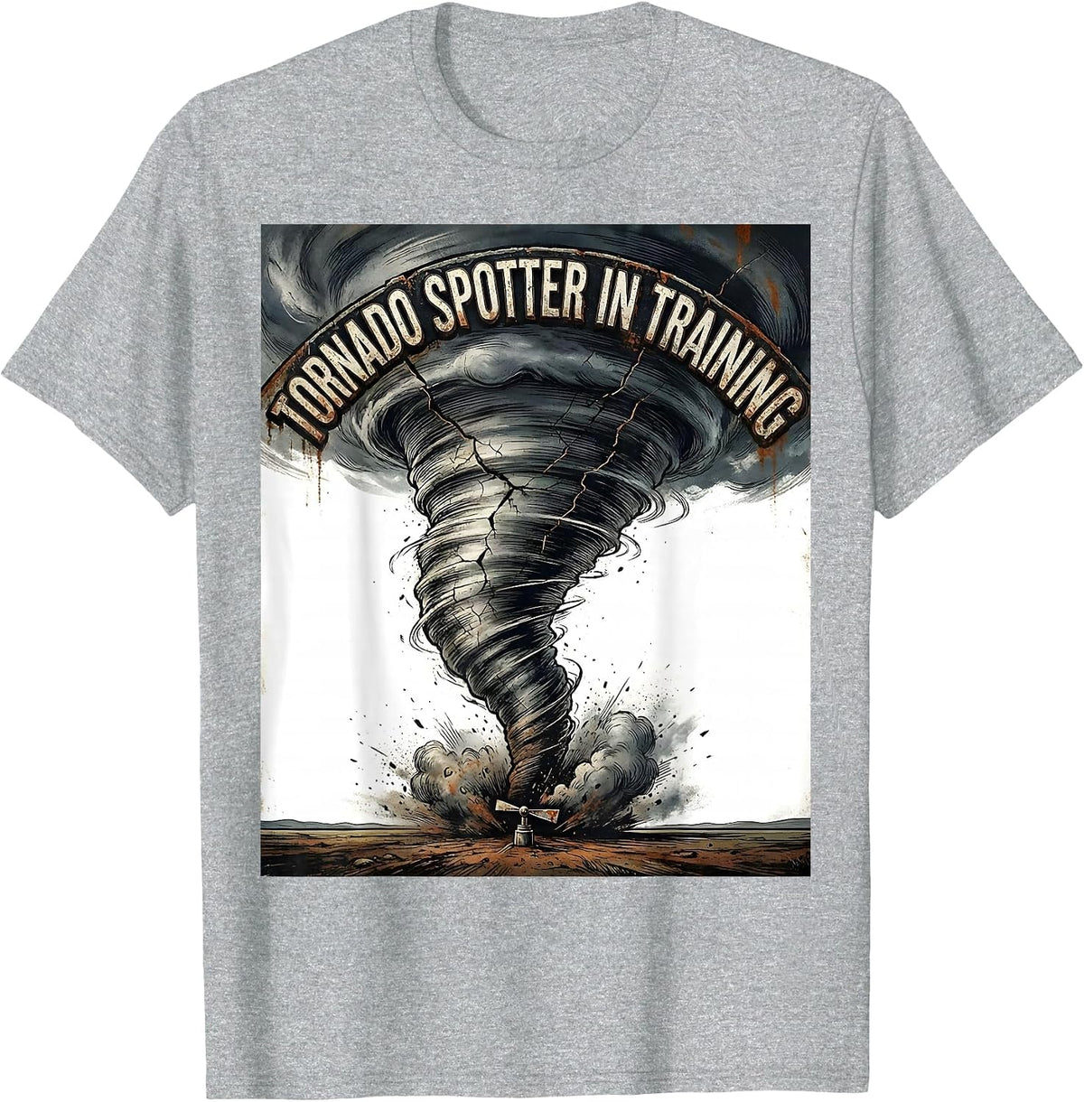 Men's Tornado Spotter In Training Distressed Storm Chaser T-Shirt - Heather Grey