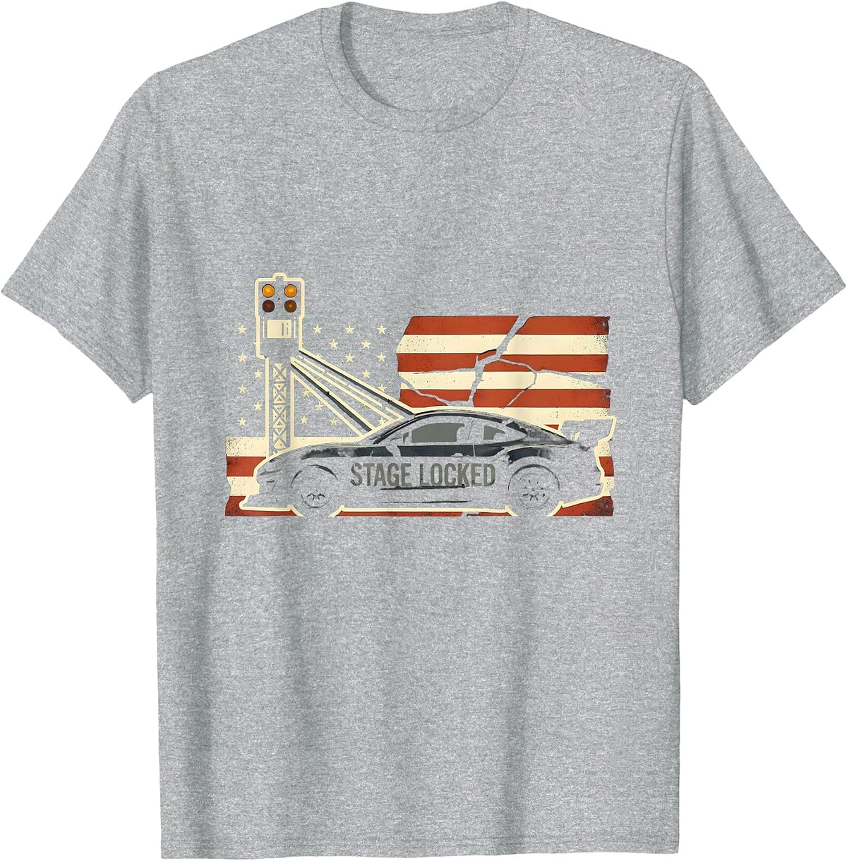 Men's Stage Locked Patriotic RC Car Racing Sprint Car Hobbyist T-Shirt - Heather Grey