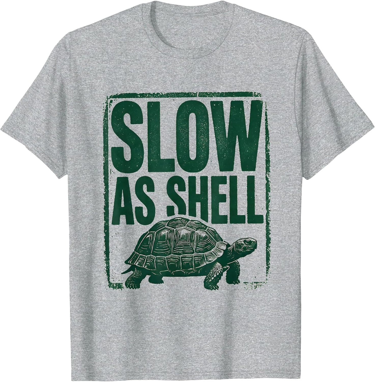 Men's Slow As Shell Rubber Stamp Turtle Lover Funny Tortoise Humor T-Shirt - Heather Grey