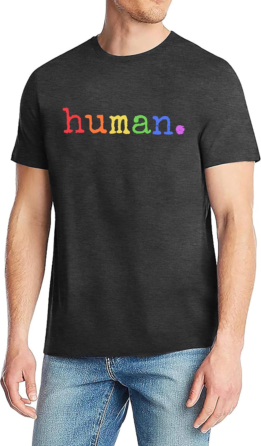 Pride Shirts Men: Human LGBTQ T Shirt Gay Pride Month Shirt Rainbow Graphic Tee LGBT Equality Blouse Tops - Grey