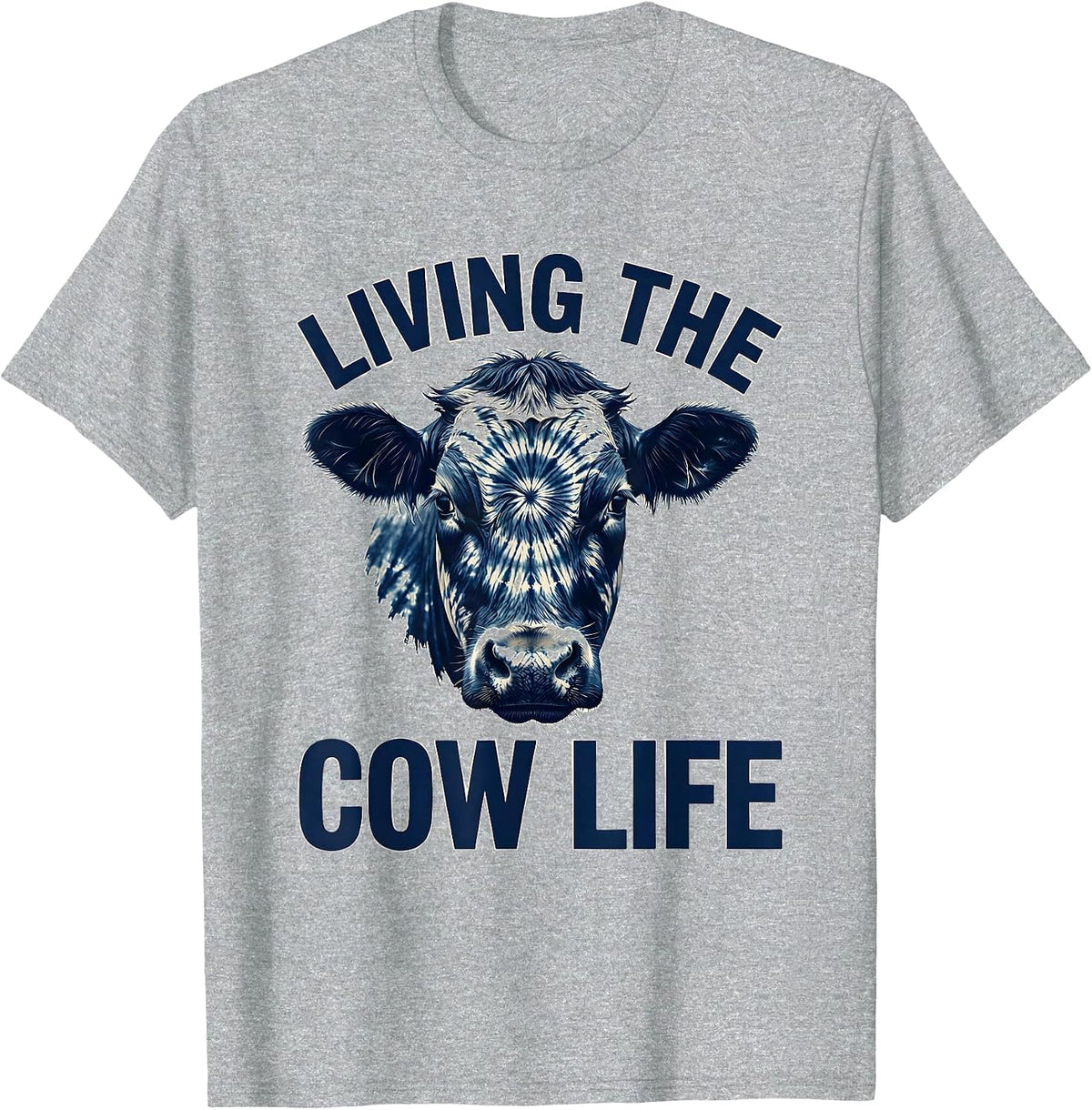 Men's Living the Cow Life Funny Farm Animal Design T-Shirt - Heather Grey