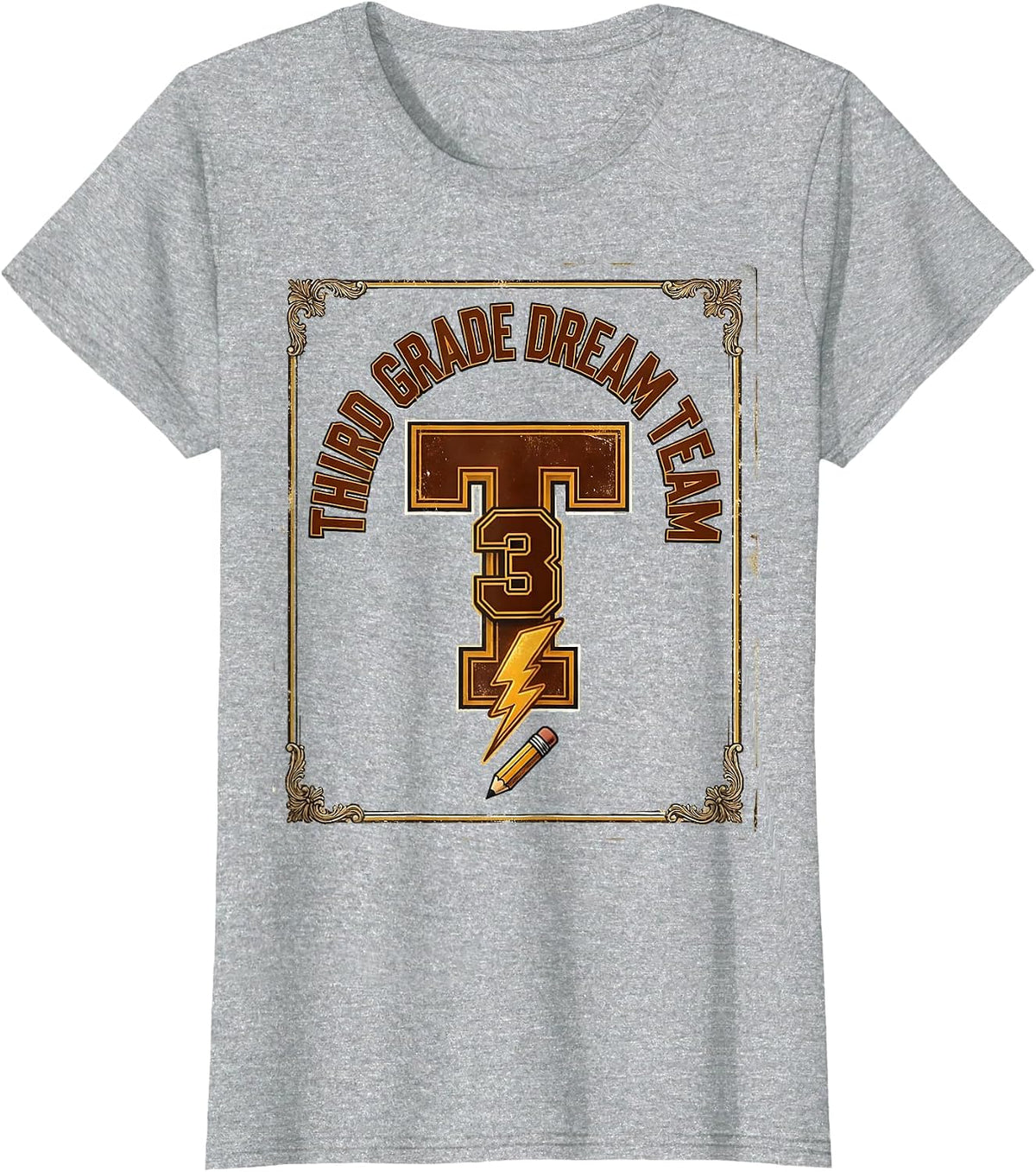 Third Grade Dream Team Retro Teacher Back To School T-Shirt - Heather Grey