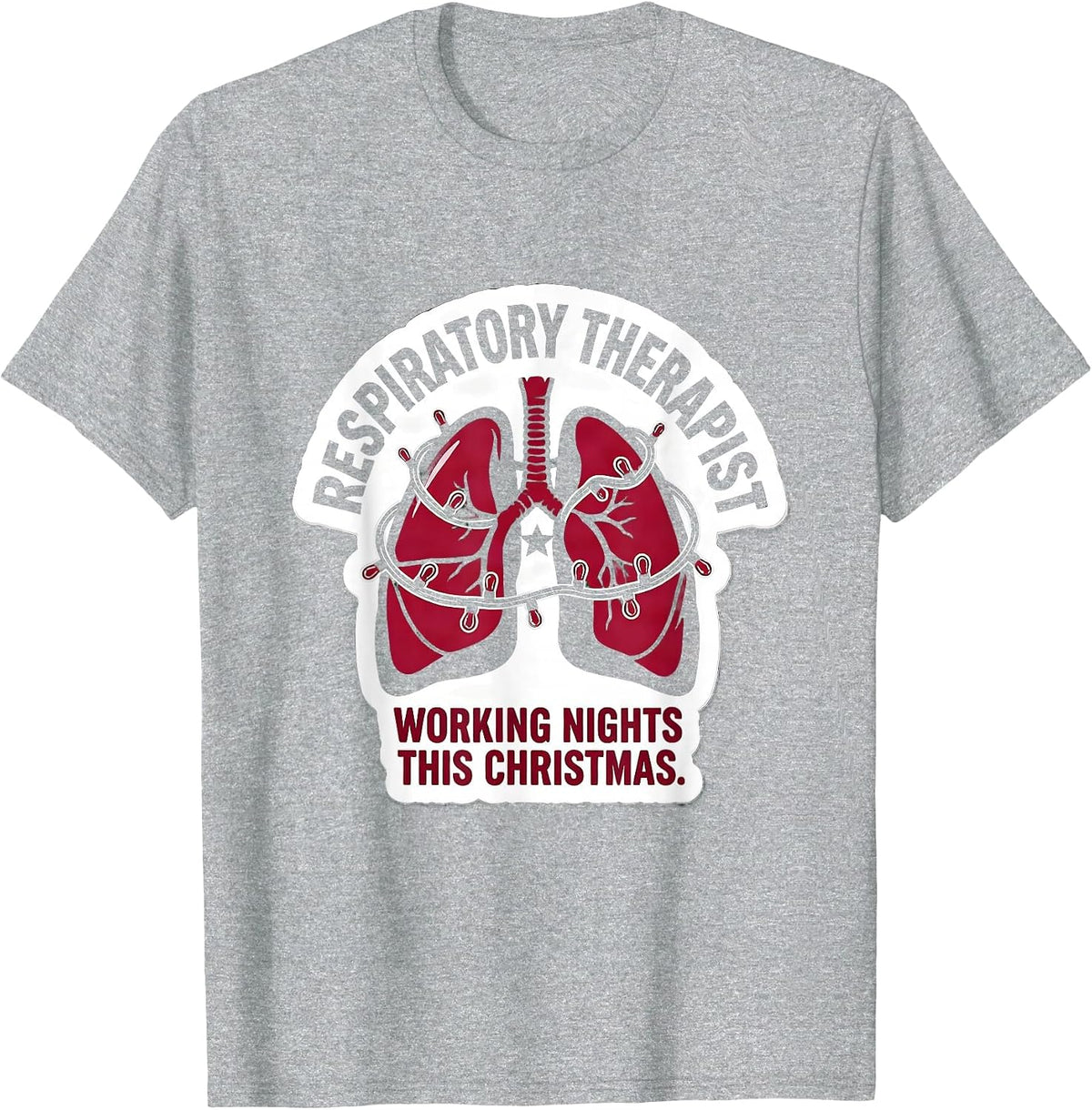 Men's Respiratory Therapist, Working Nights This Christmas RT T-Shirt - Heather Grey