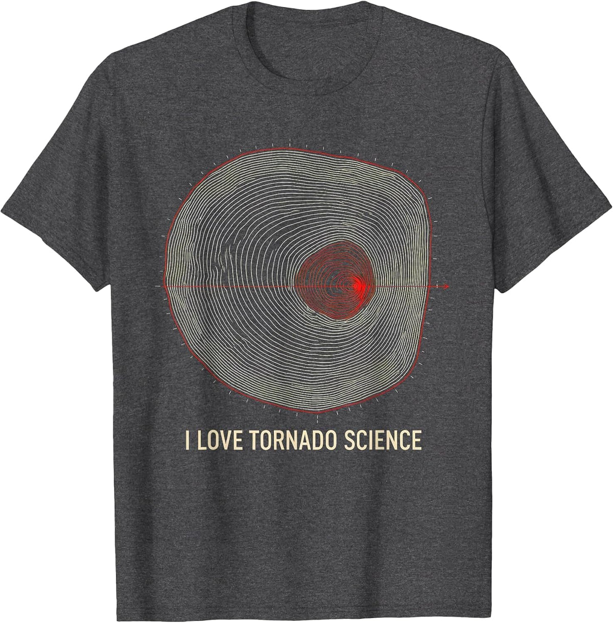 I Love Tornado Science Topographic Contour Storm Chaser T-Shirt - Dark Heather Grey