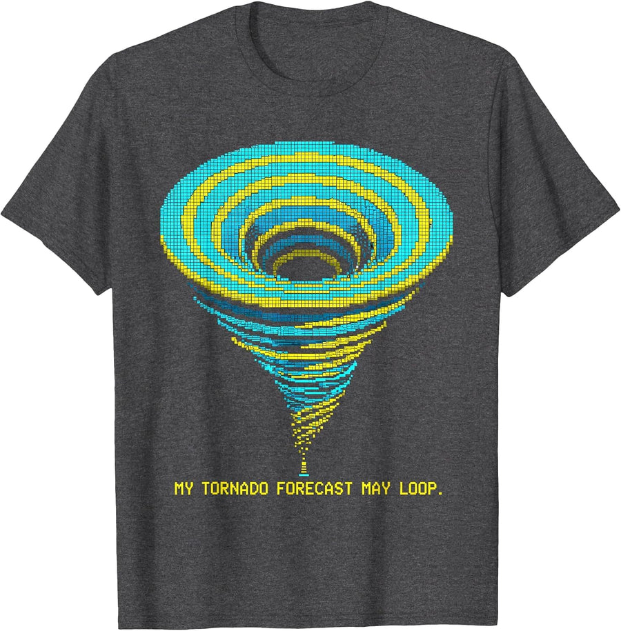 Men's My Tornado Forecast May Loop Funny Storm Chaser Meteorology T-Shirt - Dark Heather Grey