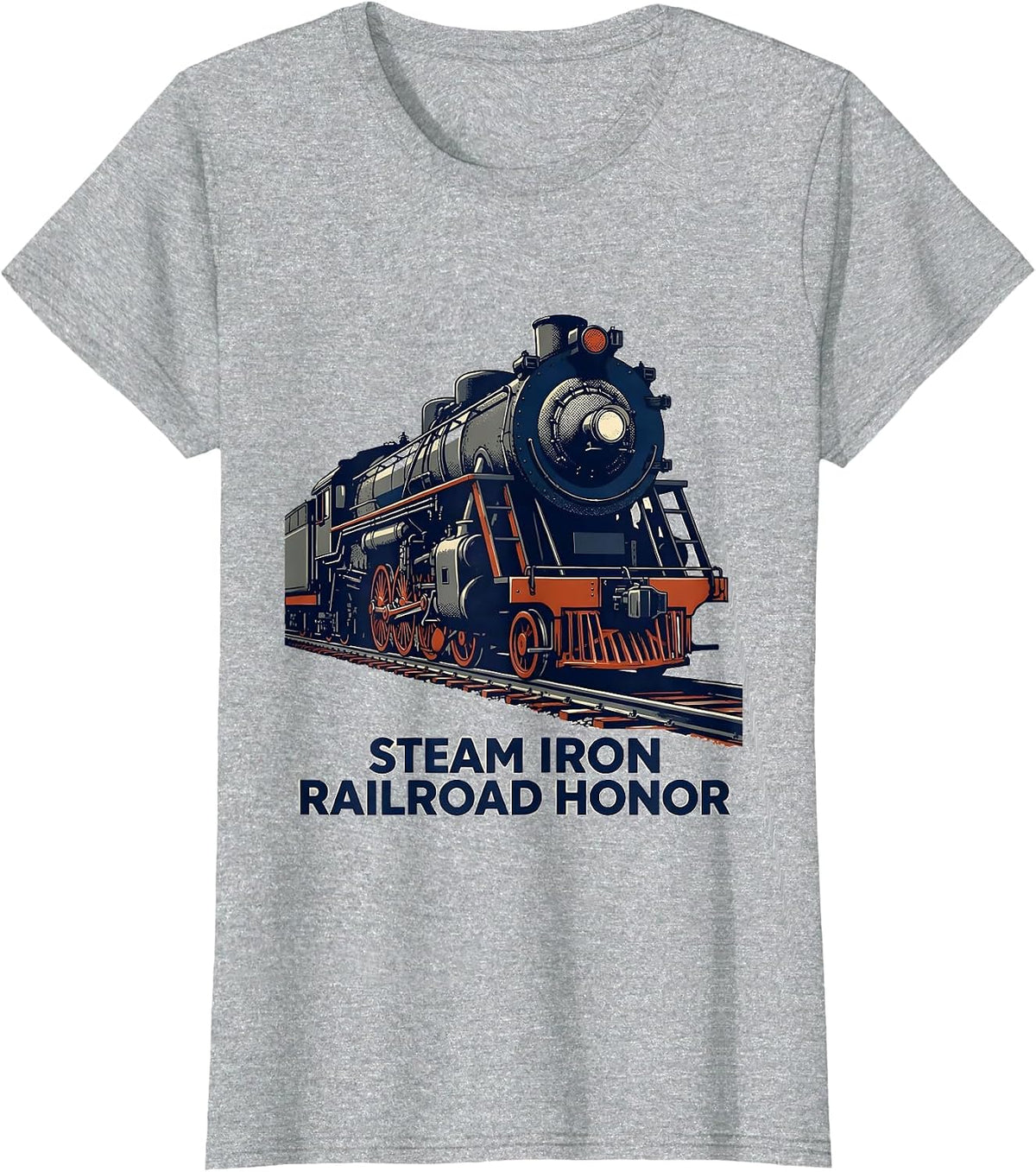 Women's Steam Iron Railroad Honor Vintage Steam Locomotive Train T-Shirt - Heather Grey