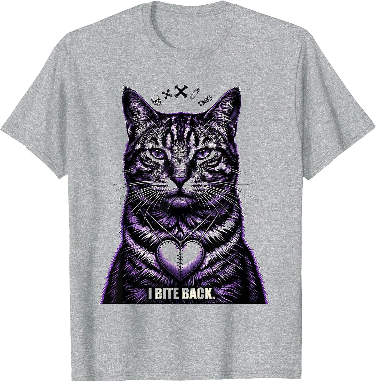 Men's I Bite Back Emo Goth Cat Girl Alt Aesthetic Alternative T-Shirt - Heather Grey