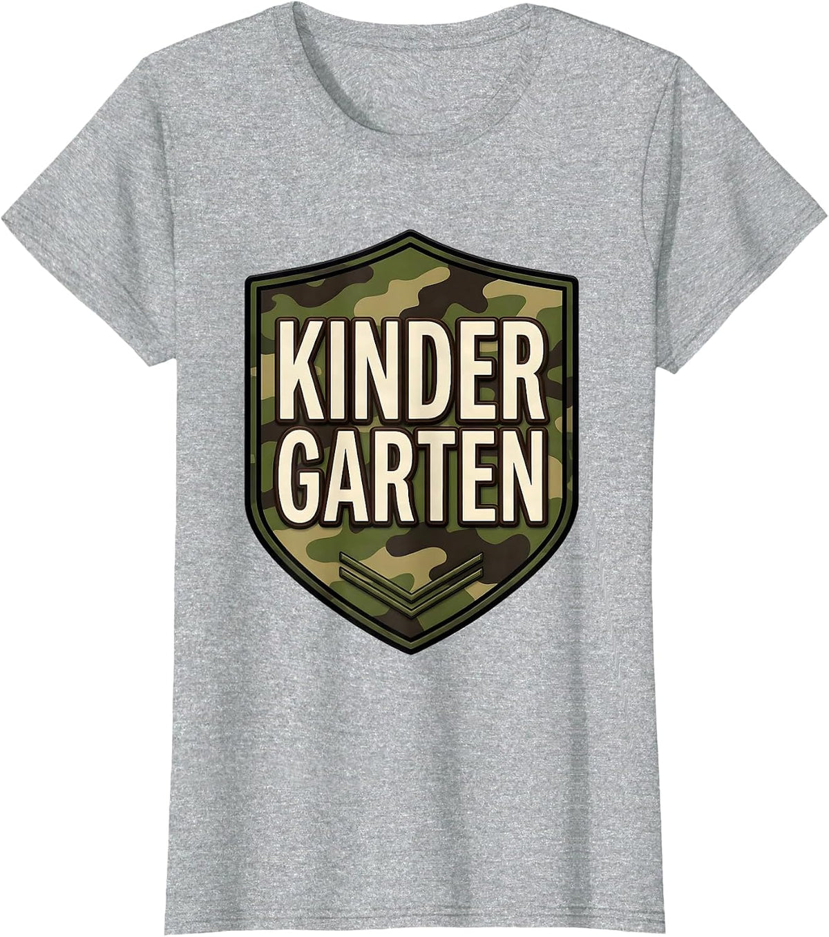 Kindergarten Camo Patch Boys Back To School Teachers T-Shirt - Heather Grey