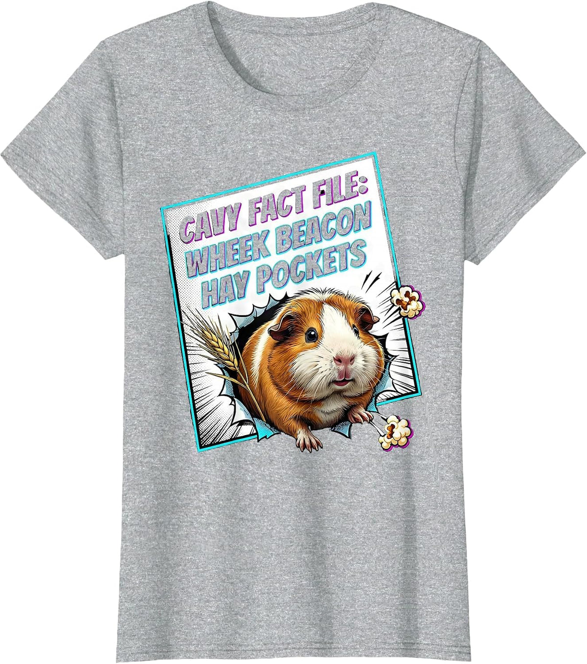 Cavy Fact File: Wheek Beacon Hay Pockets Funny T-Shirt - Heather Grey