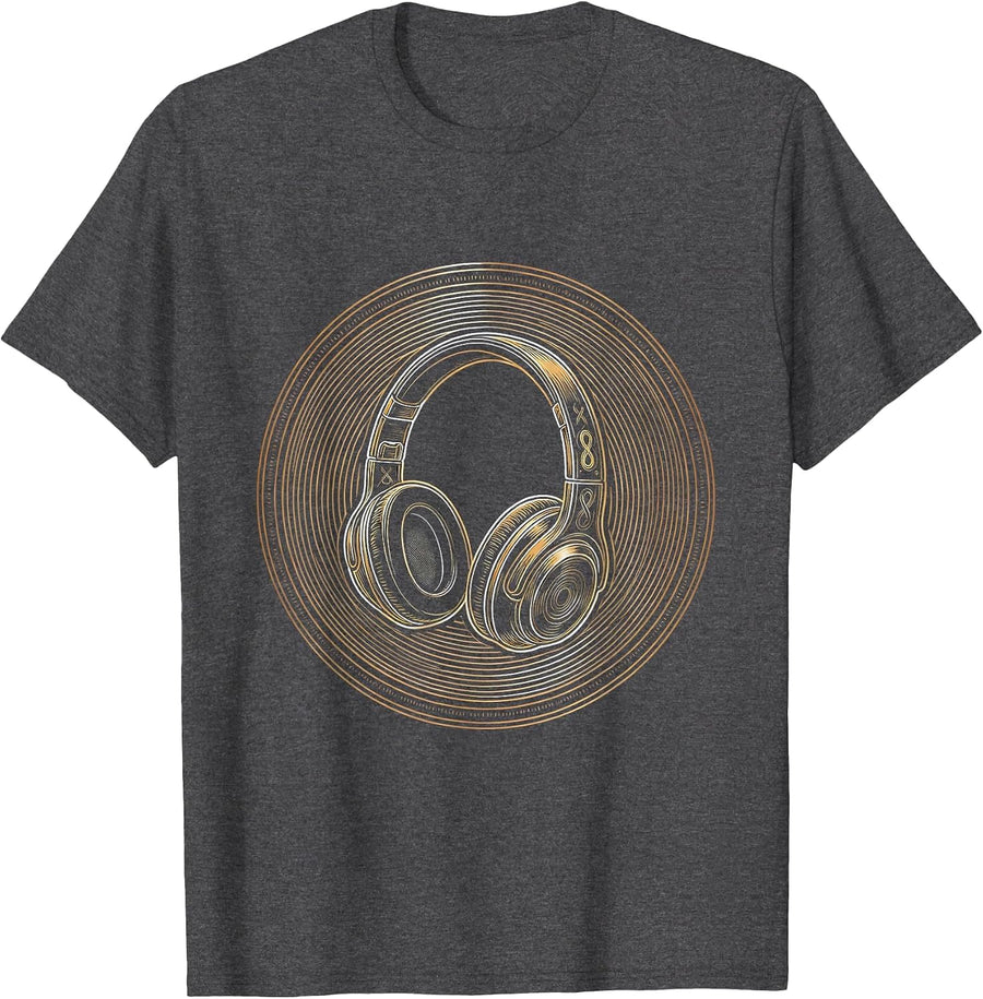 Men's Autism Awareness Headphones Golden Light Graphic T-Shirt - Dark Heather Grey