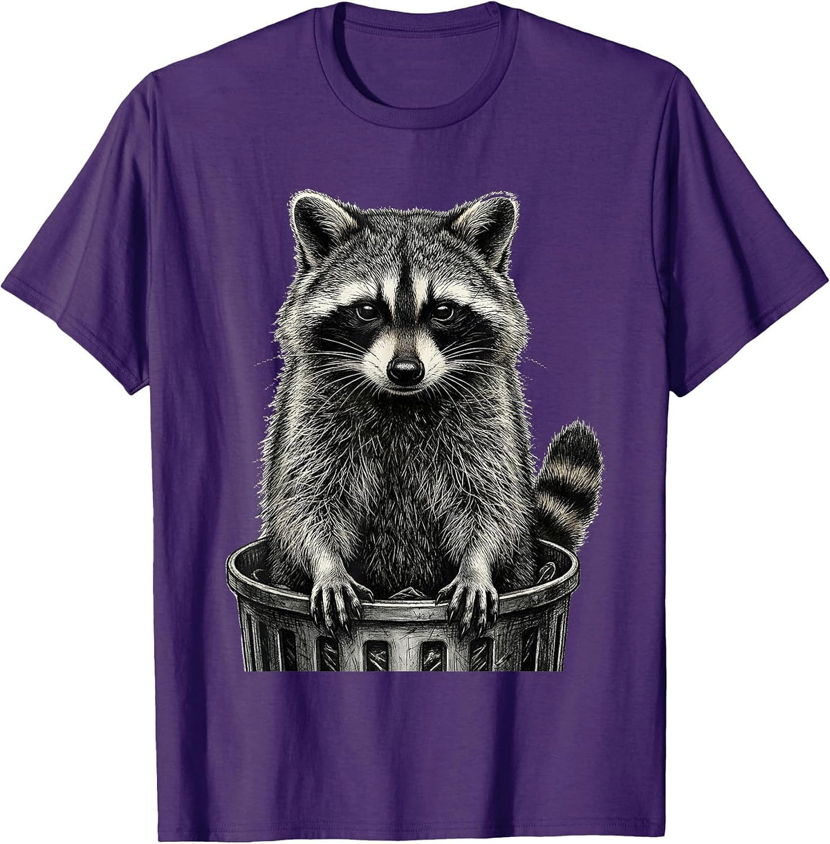 Men's Raccoon Trash-Panda Deadpan Humor Funny Animal Meme T-Shirt - Purple