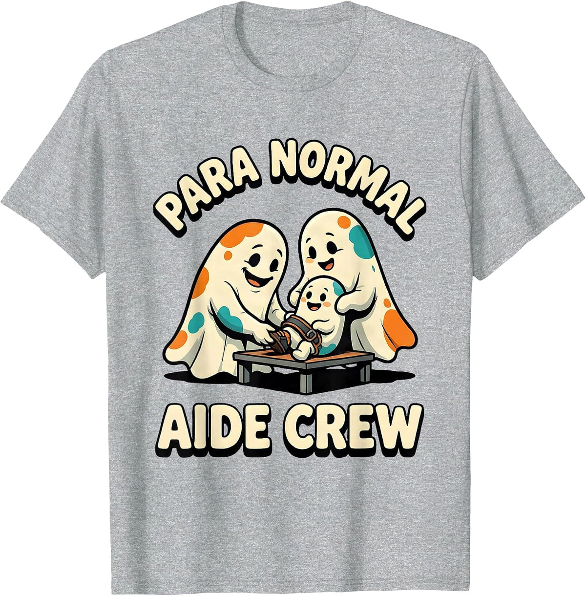 Men's Para Normal Aide Crew Funny Ghost Paraprofessional Halloween T-Shirt - Heather Grey