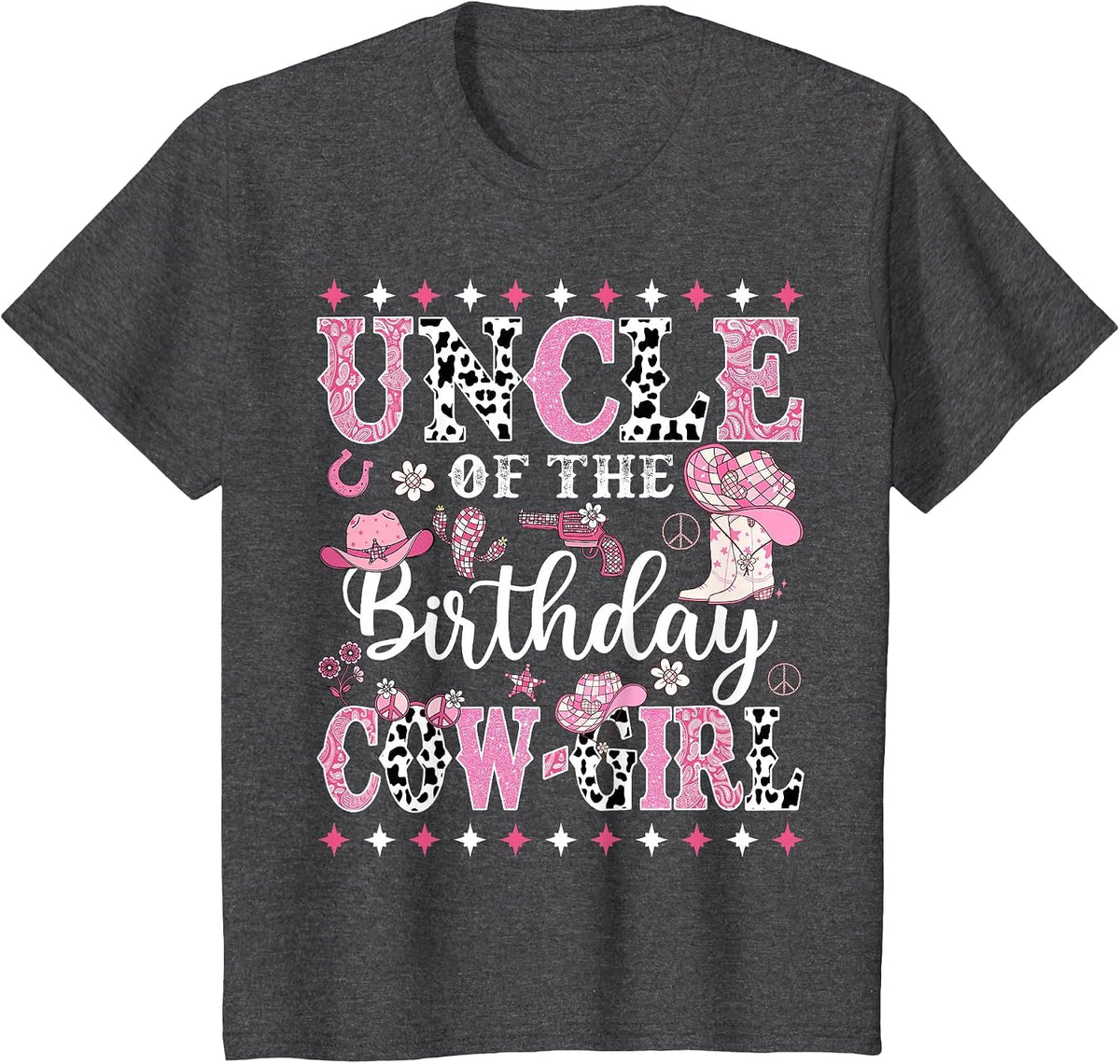 Uncle of The Birthday Cowgirl Rodeo Cowgirl Birthday T-Shirt - Dark Heather Grey