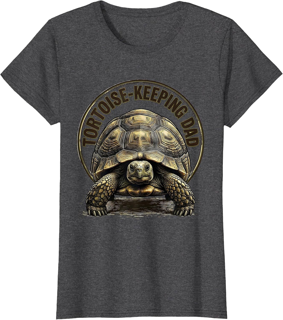 Women's Tortoise-Keeping Dad Funny Dad Pet Lover Gift T-Shirt - Dark Heather Grey