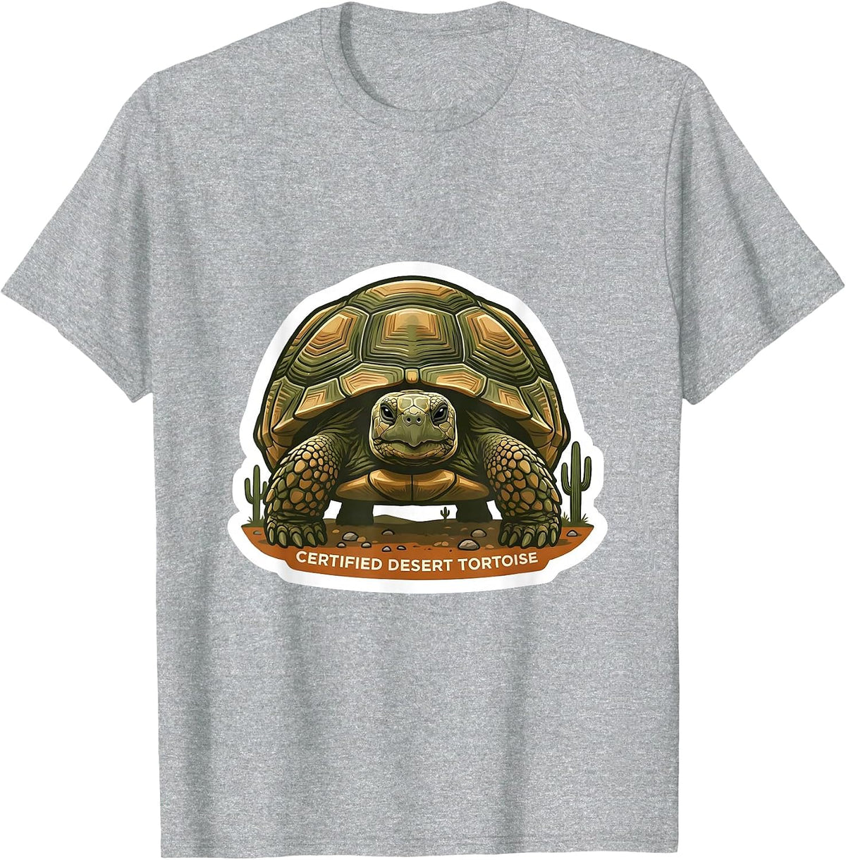 Men's Certified Desert Tortoise Vintage Arizona Souvenir Sticker T-Shirt - Heather Grey