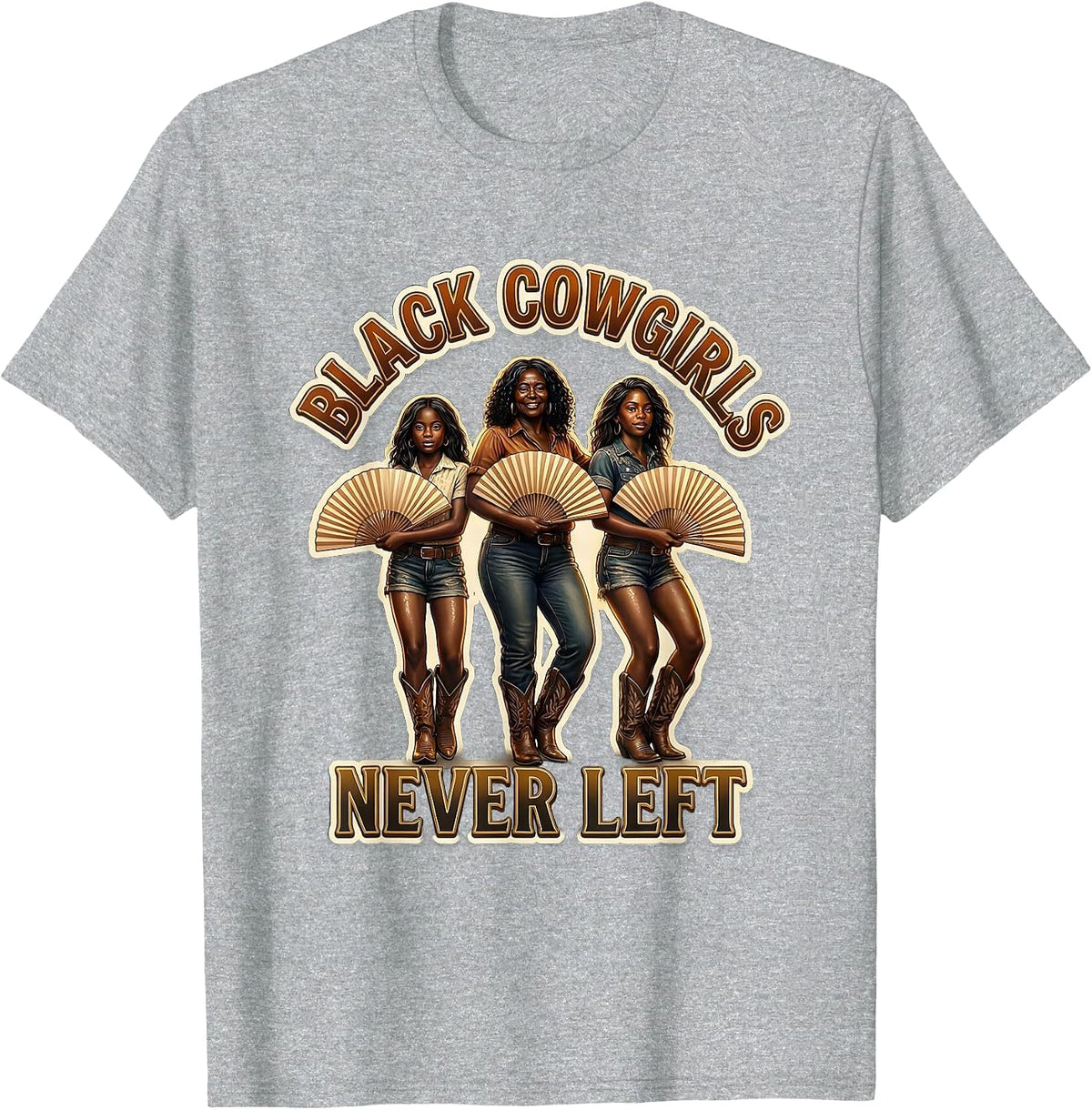 Men's Black Cowgirls Never Left Funny Line Dance Cowgirl Women T-Shirt - Heather Grey