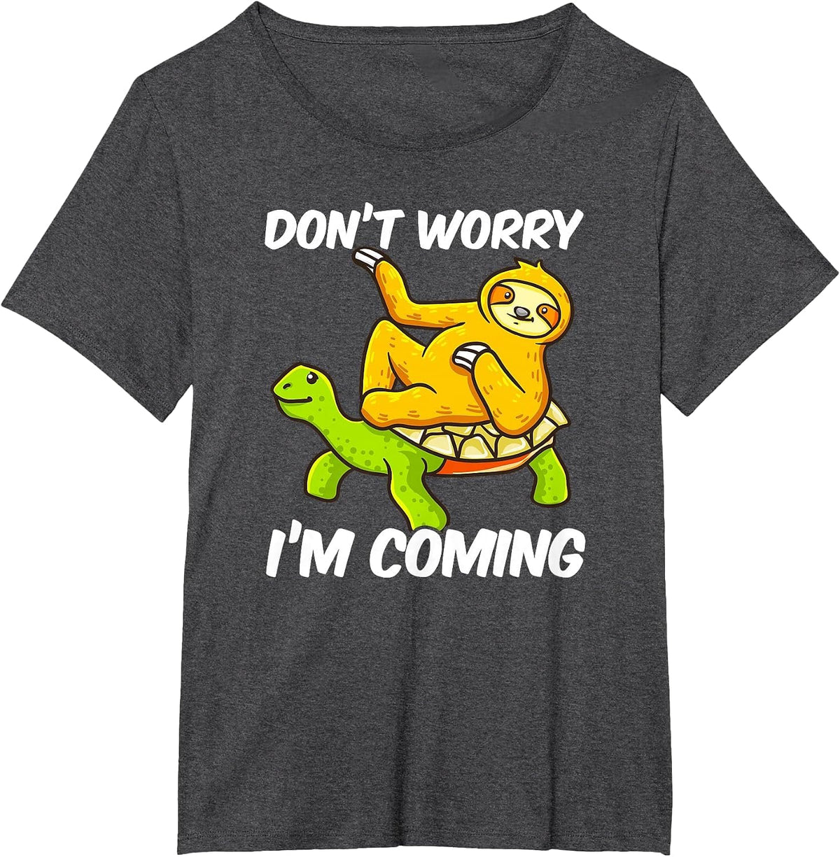 Sloth Riding Tortoise for Women Men Sloth Lovers T-Shirt - Dark Heather Grey
