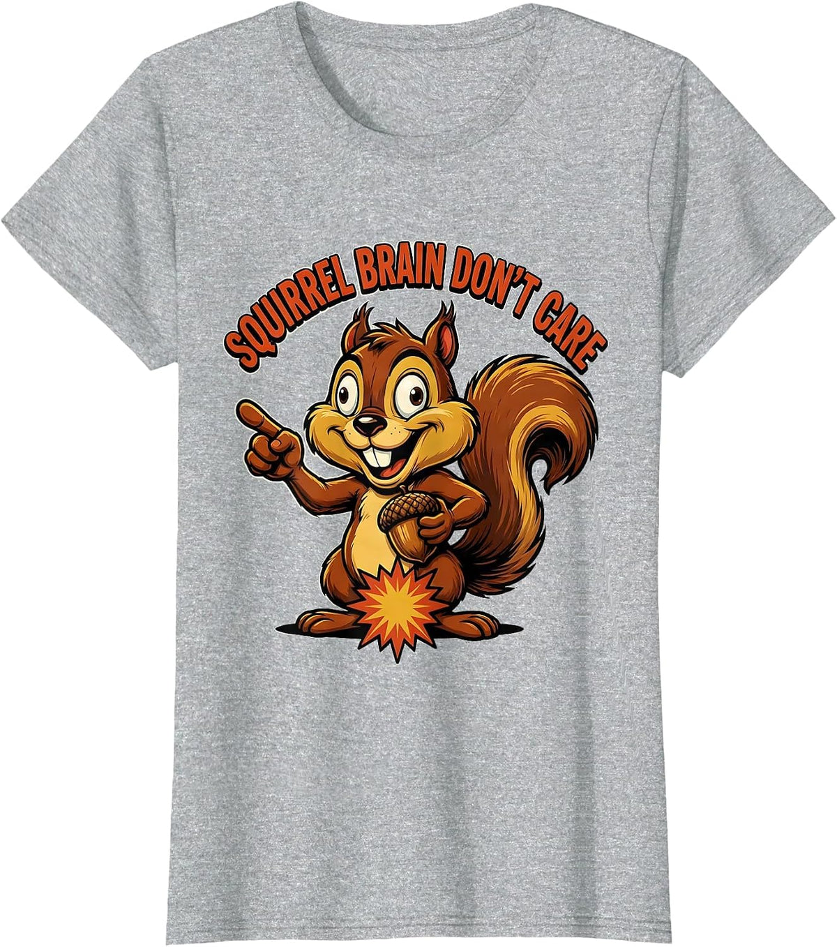 Women's Squirrel Brain Don't Care ADHD Awareness Design T-Shirt - Heather Grey