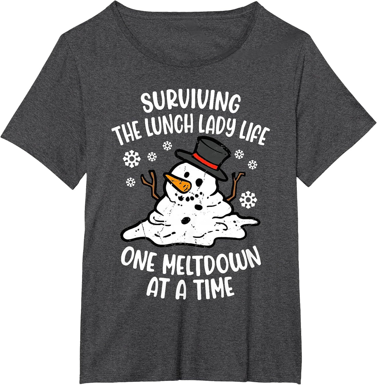 Surviving Lunch Lady Life One Meltdown At A Time T-Shirt - Dark Heather Grey